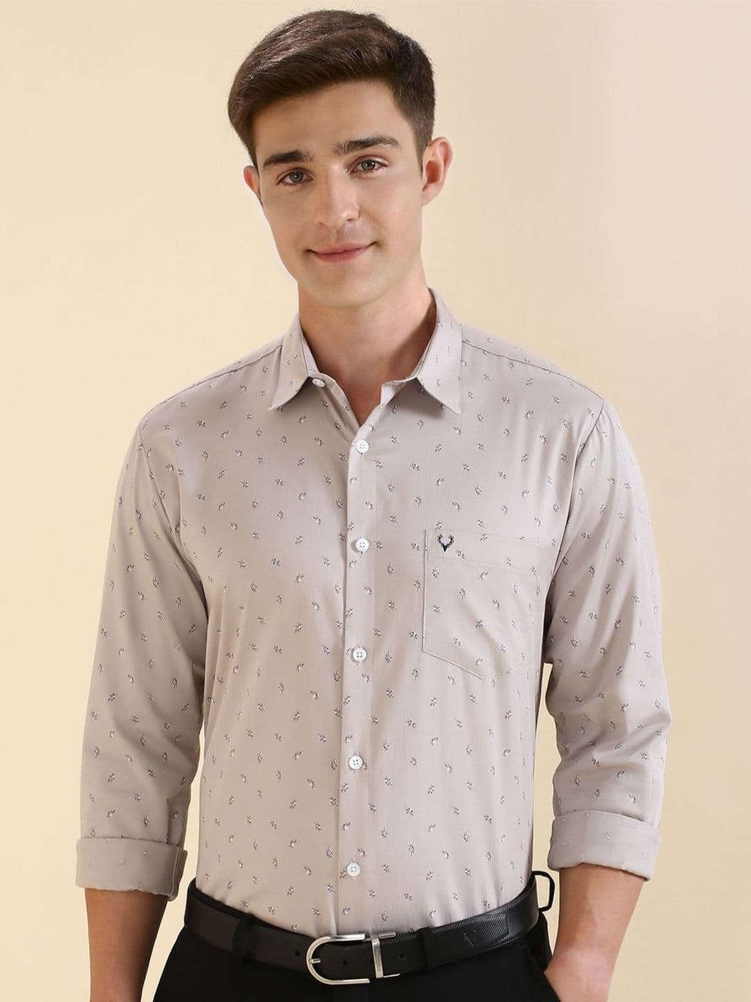 Allen Solly Men Slim Fit Spread Collar Floral Printed Cotton Formal Shirt - view 1