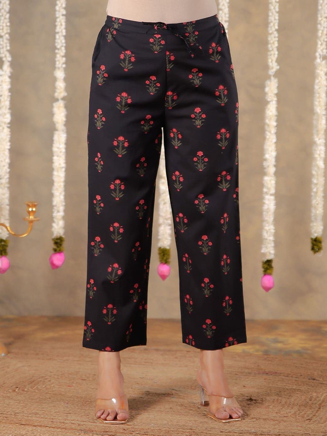 Aramya Women Floral Printed Cotton Ethnic Palazzos - view 1