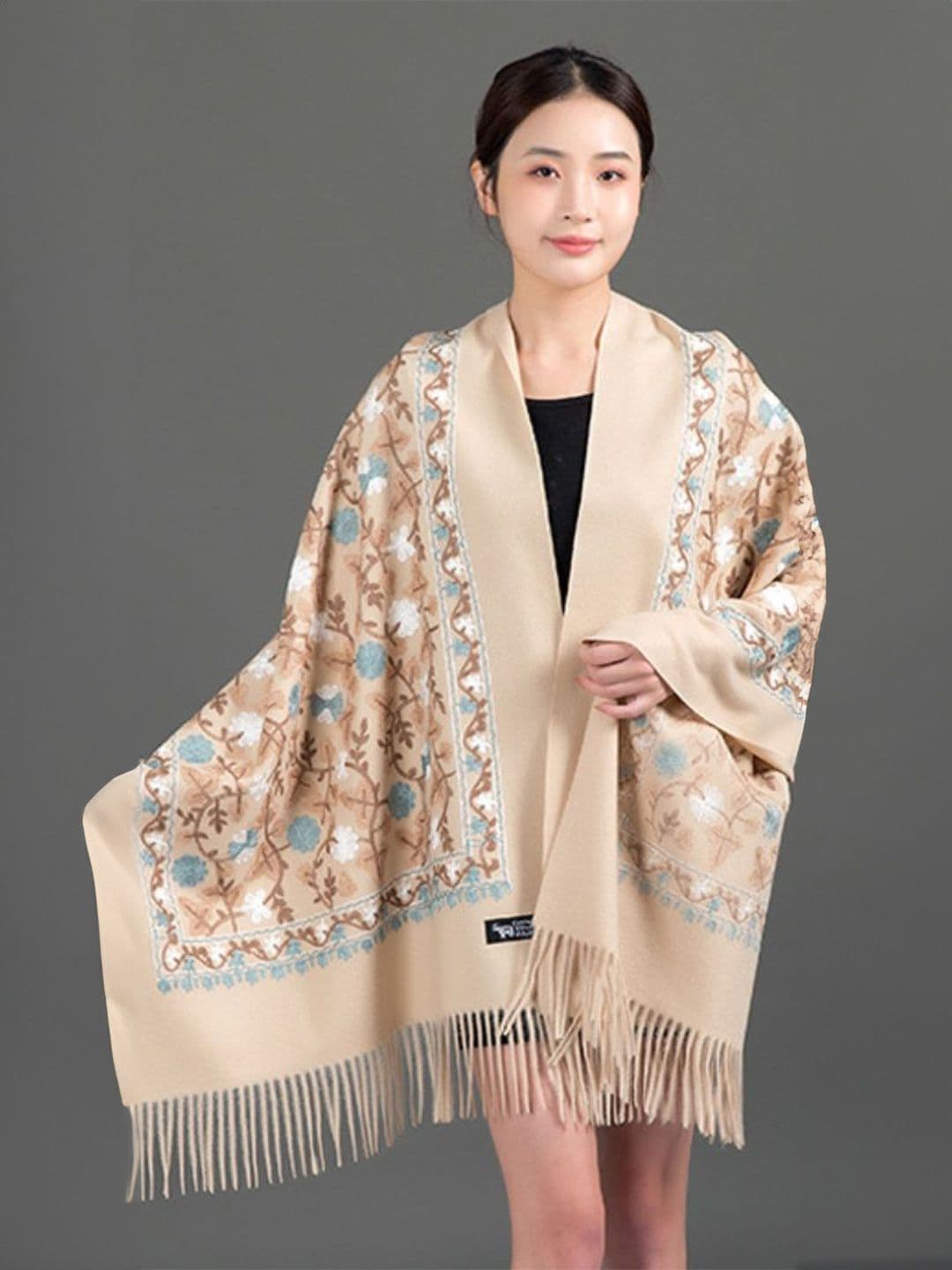 Alexvyan Floral Embroidered Acrylic Shawl - view 1