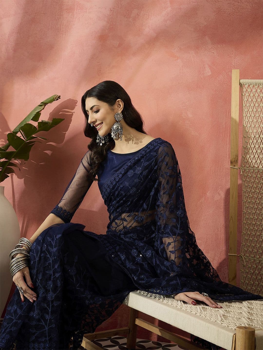 Sangria Embroidered Saree With Blouse Piece - view 1