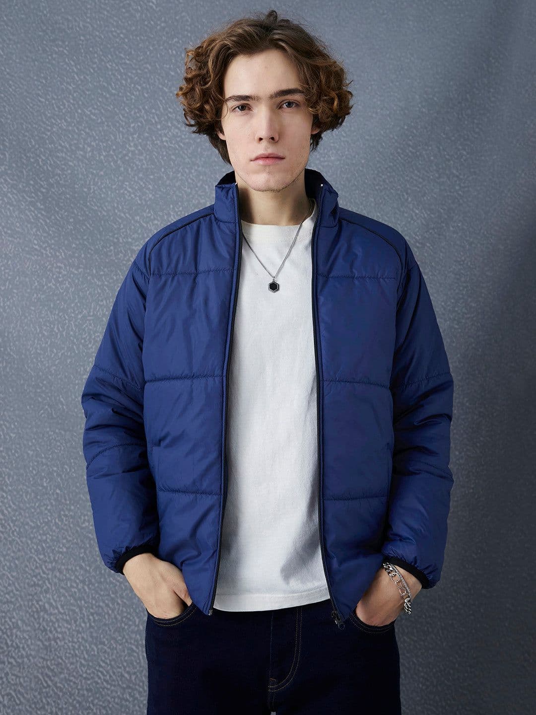 VOLTEDGE Men Mock Collar Solid Cotton Casual Lightweight Padded Jacket - view 1