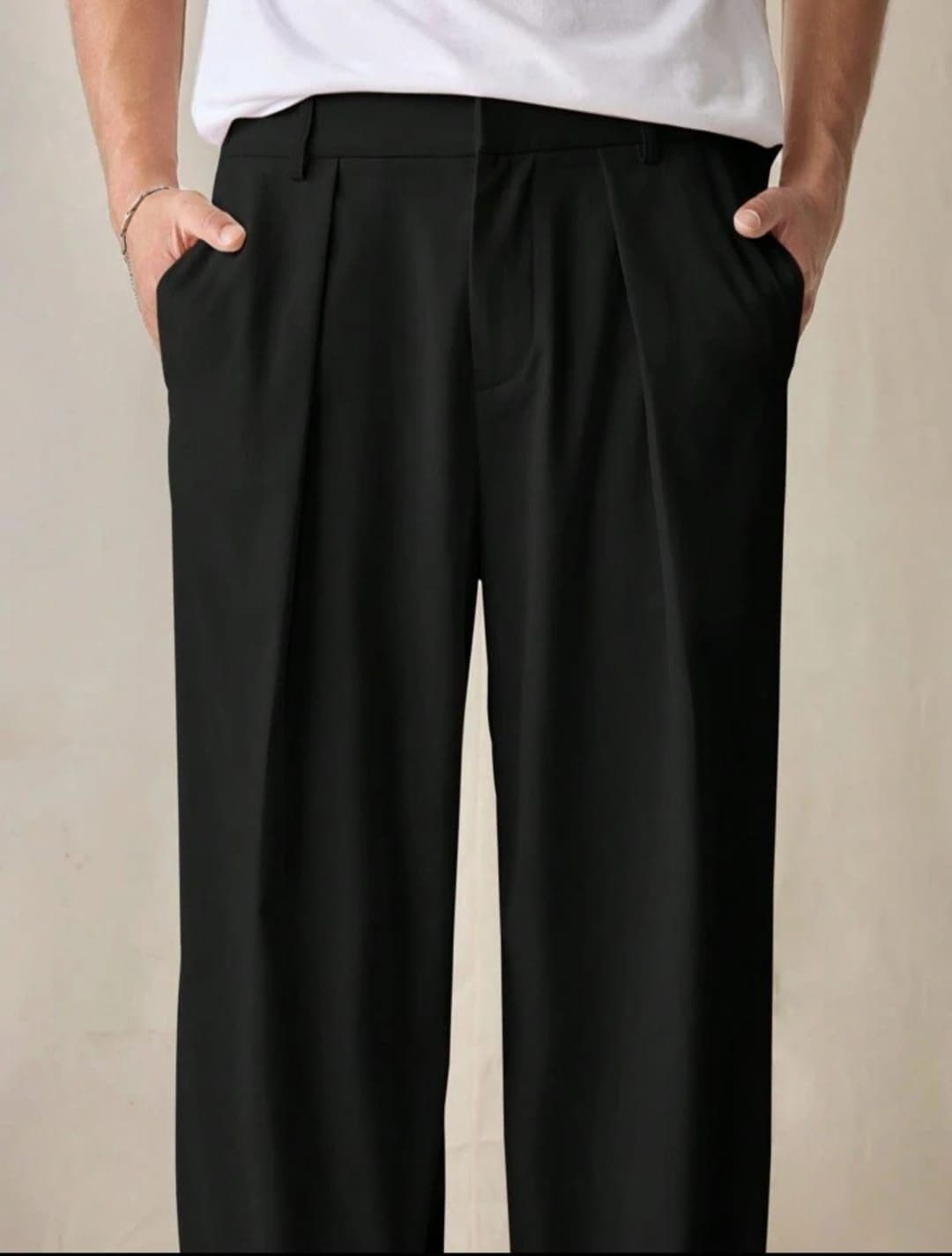 BROADSTAR Men Smart Loose Fit Easy Wash Pleated Trousers