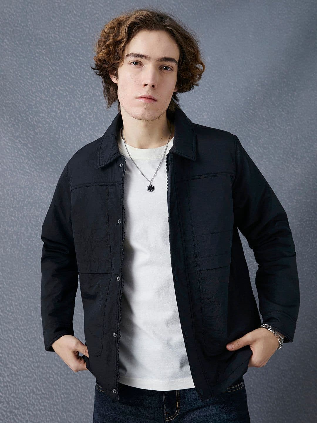 VOLTEDGE Men Spread Collar Solid Casual Lightweight Tailored Jacket - view 1