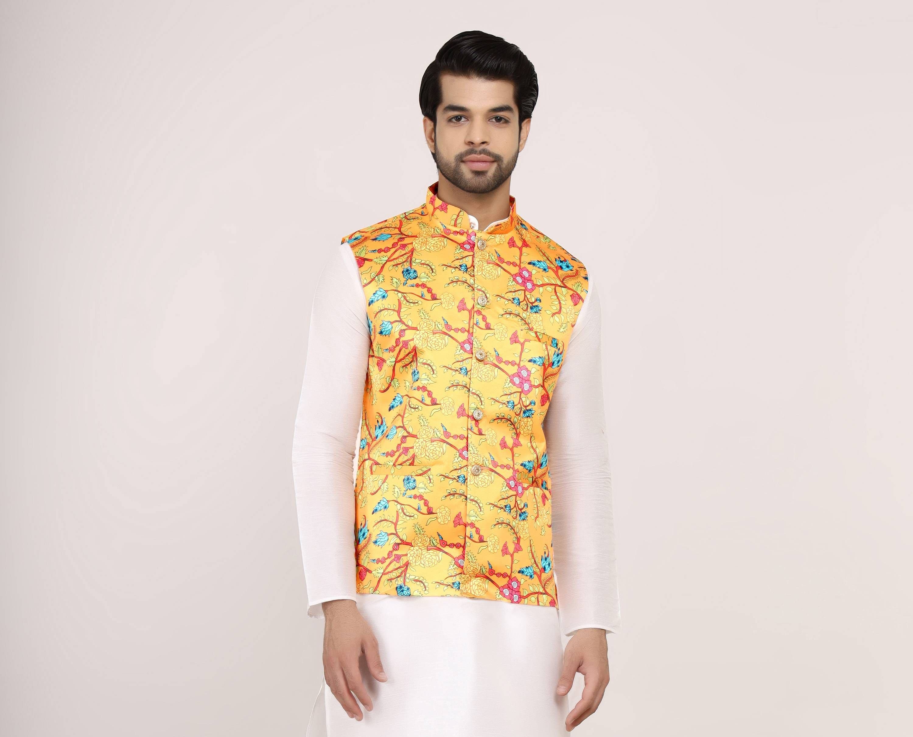 Sadree Men Floral Printed Nehur Jacket - view 1