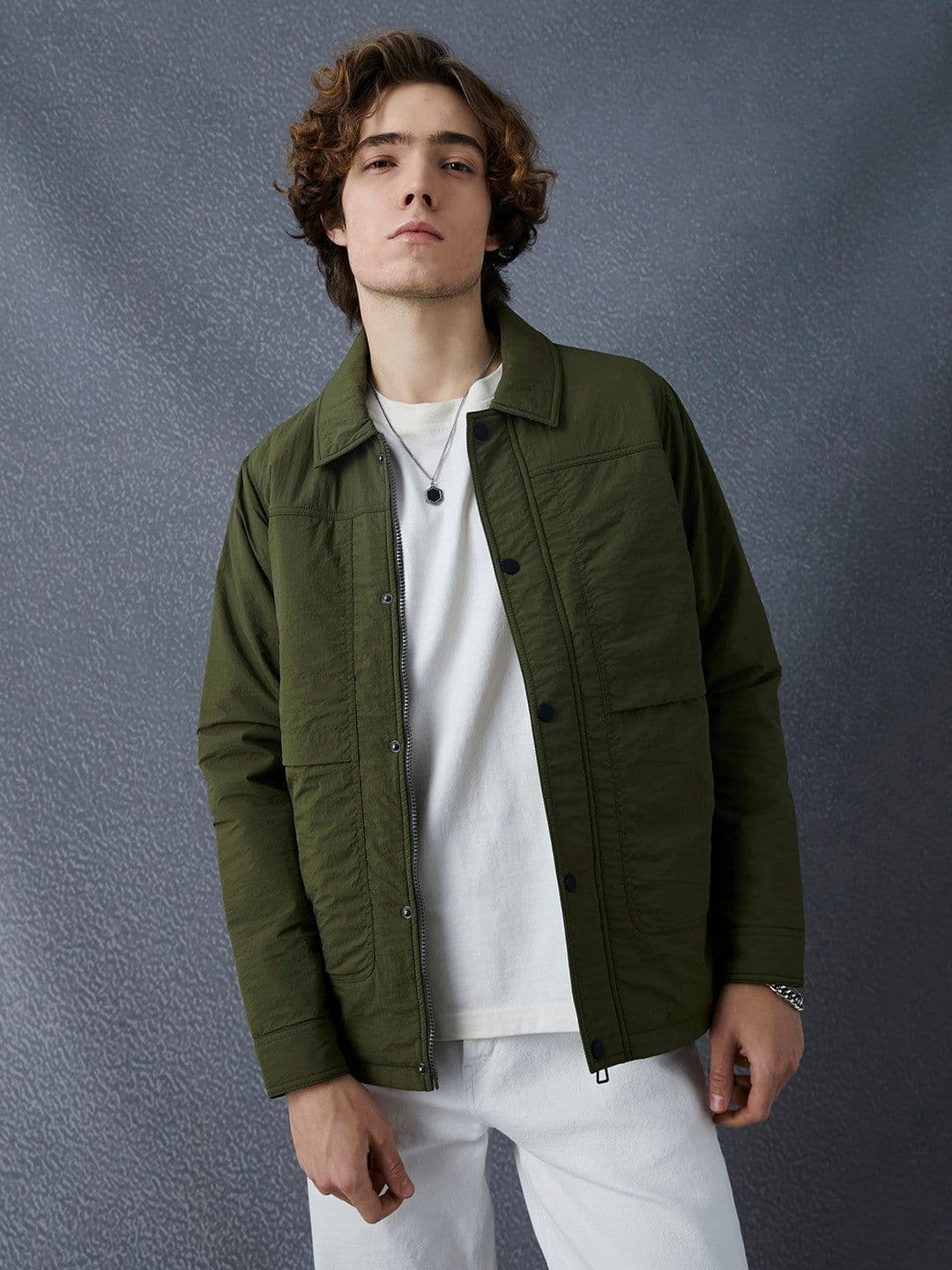 VOLTEDGE Men Spread Collar Solid Casual Lightweight Tailored Jacket - view 1