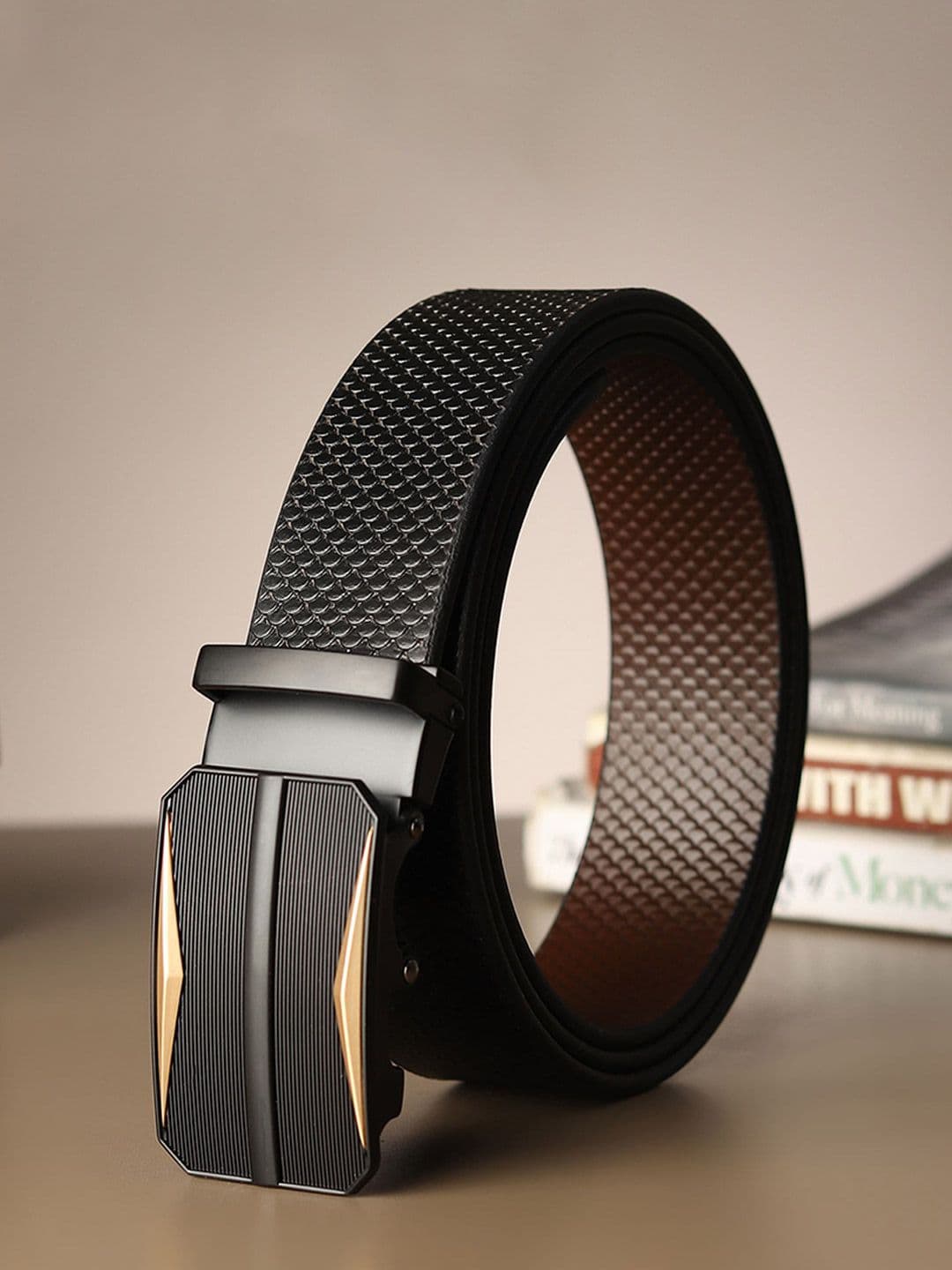 Provogue Men Textured Leather Reversible Belt