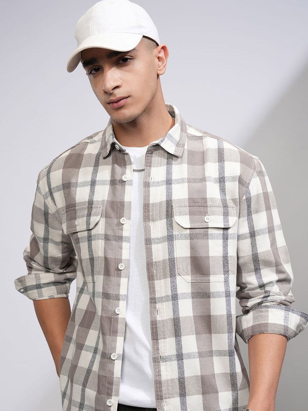 HIGHLANDER Men Relaxed Fit Spread Collar Checked Cotton Casual Shirt - view 1