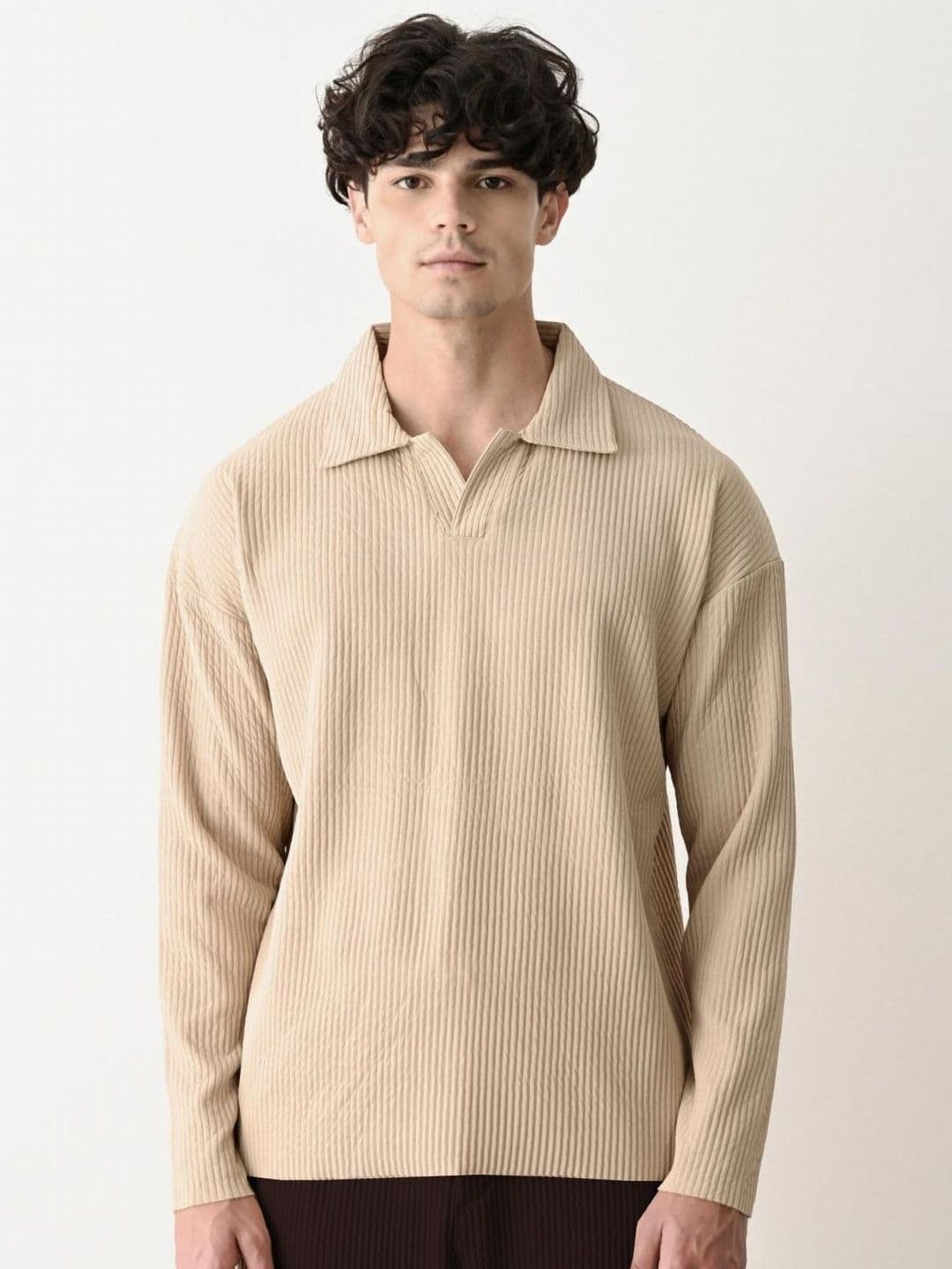 Genzy Men Self Design Polo Collar Relaxed Fit T-shirt - view 1