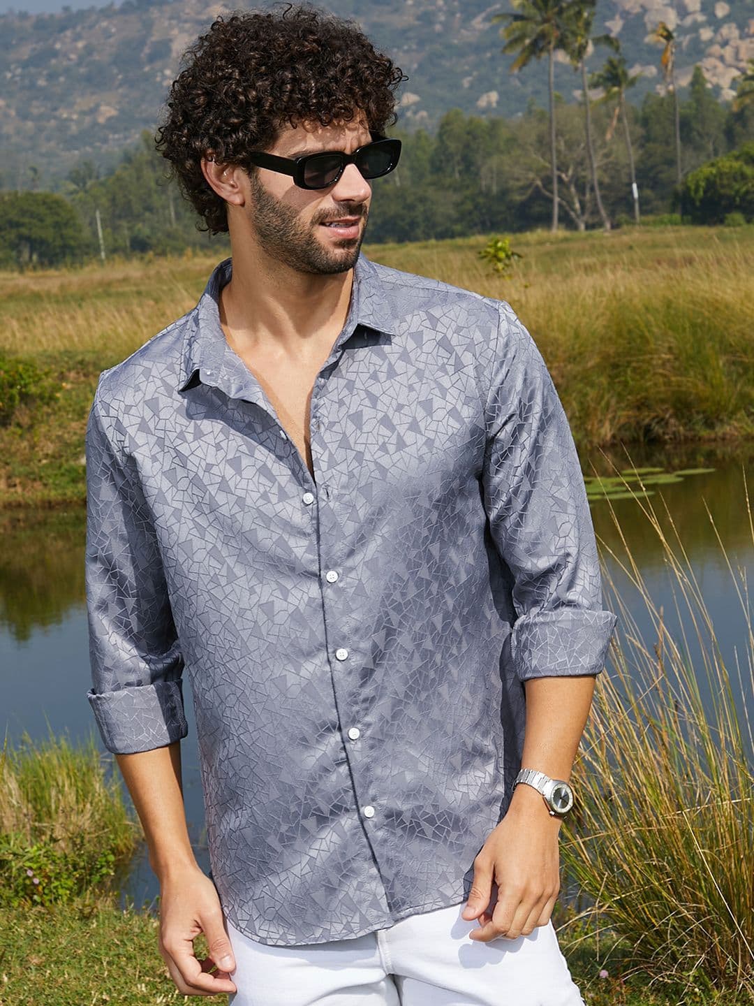 CAHOOT Men Comfort Fit Spread Collar Geometric Printed Casual Shirt - view 1
