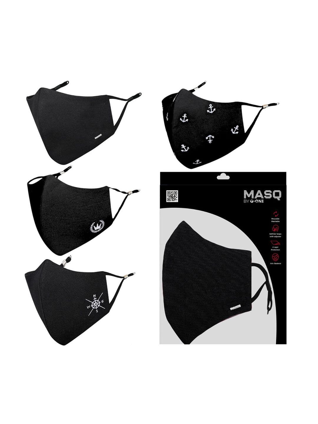 MASQ Men Pack Of 4 4-Ply Cotton Outdoor Masks - view 1