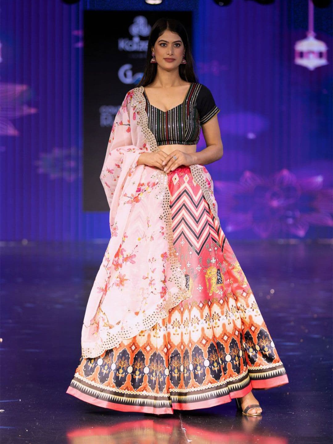 Kaizen TEXO FAB Embroidered Semi-Stitched Lehenga & Unstitched Blouse With Dupatta - view 1