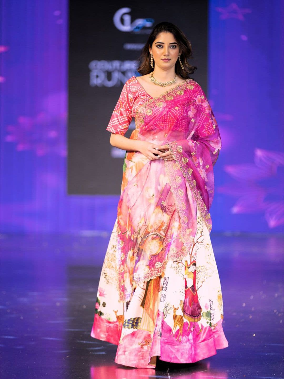 Kaizen TEXO FAB Printed Semi-Stitched Lehenga & Unstitched Blouse With Dupatta - view 1