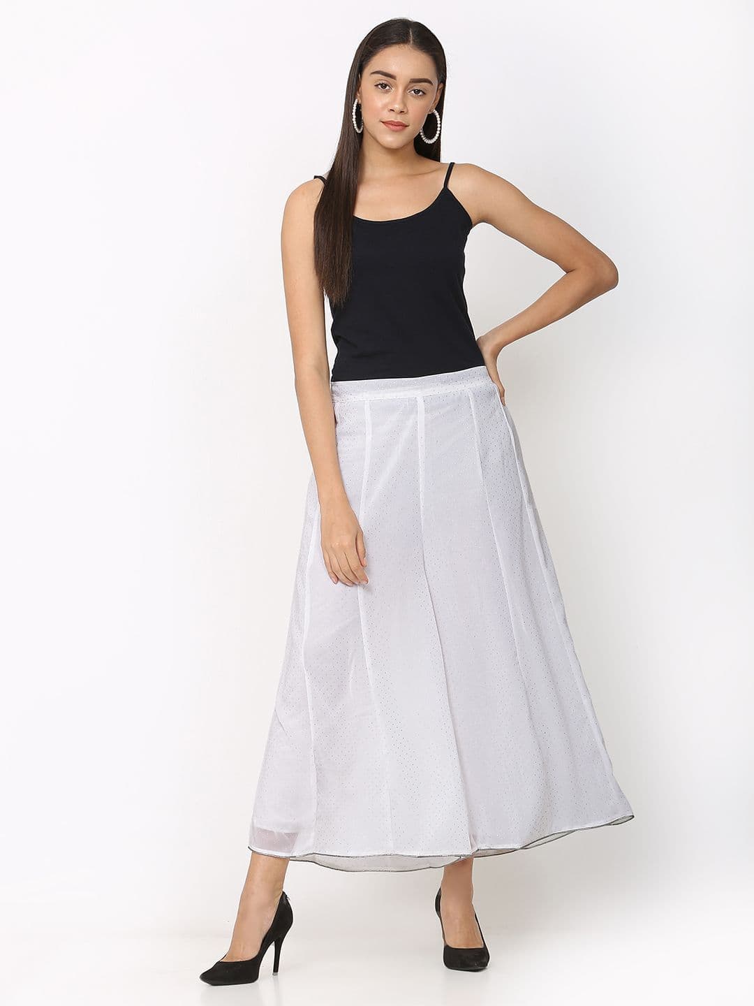 FLOREOS Women Polka Dot Embellished Flared Palazzos - view 1