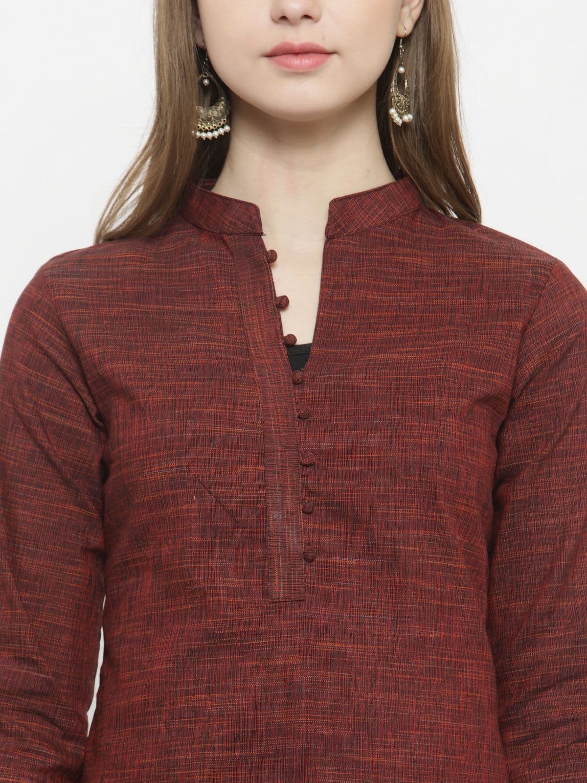 Enchanted Drapes Mandarin Collar Pure Cotton Striaght Kurta - view 1