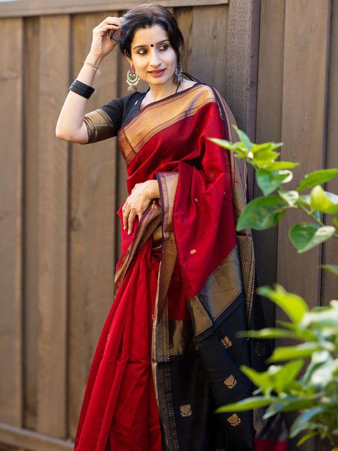 KALINI Ethnic Motifs Zari Banarasi Saree - view 1
