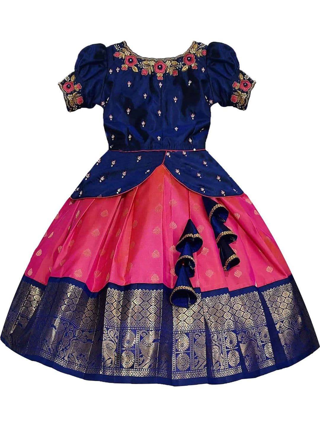 BAESD Girls Embroidered Puffed Sleeves Beads And Stones Ready to Wear Lehenga Choli - view 1
