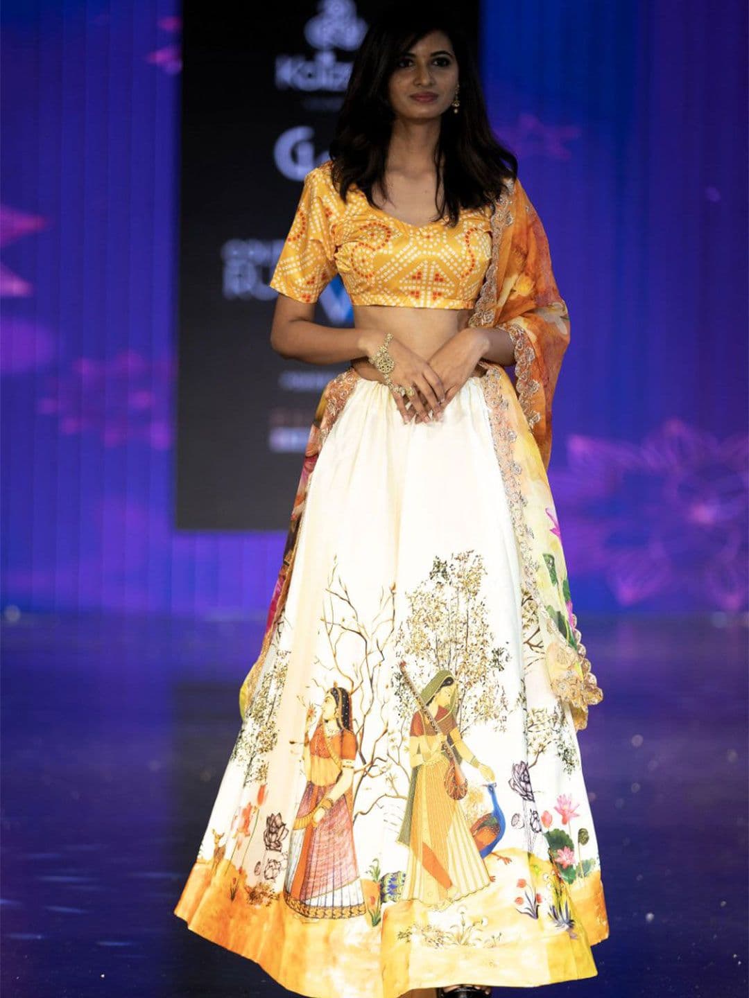 Kaizen TEXO FAB Printed Semi-Stitched Lehenga & Unstitched Blouse With Dupatta - view 1