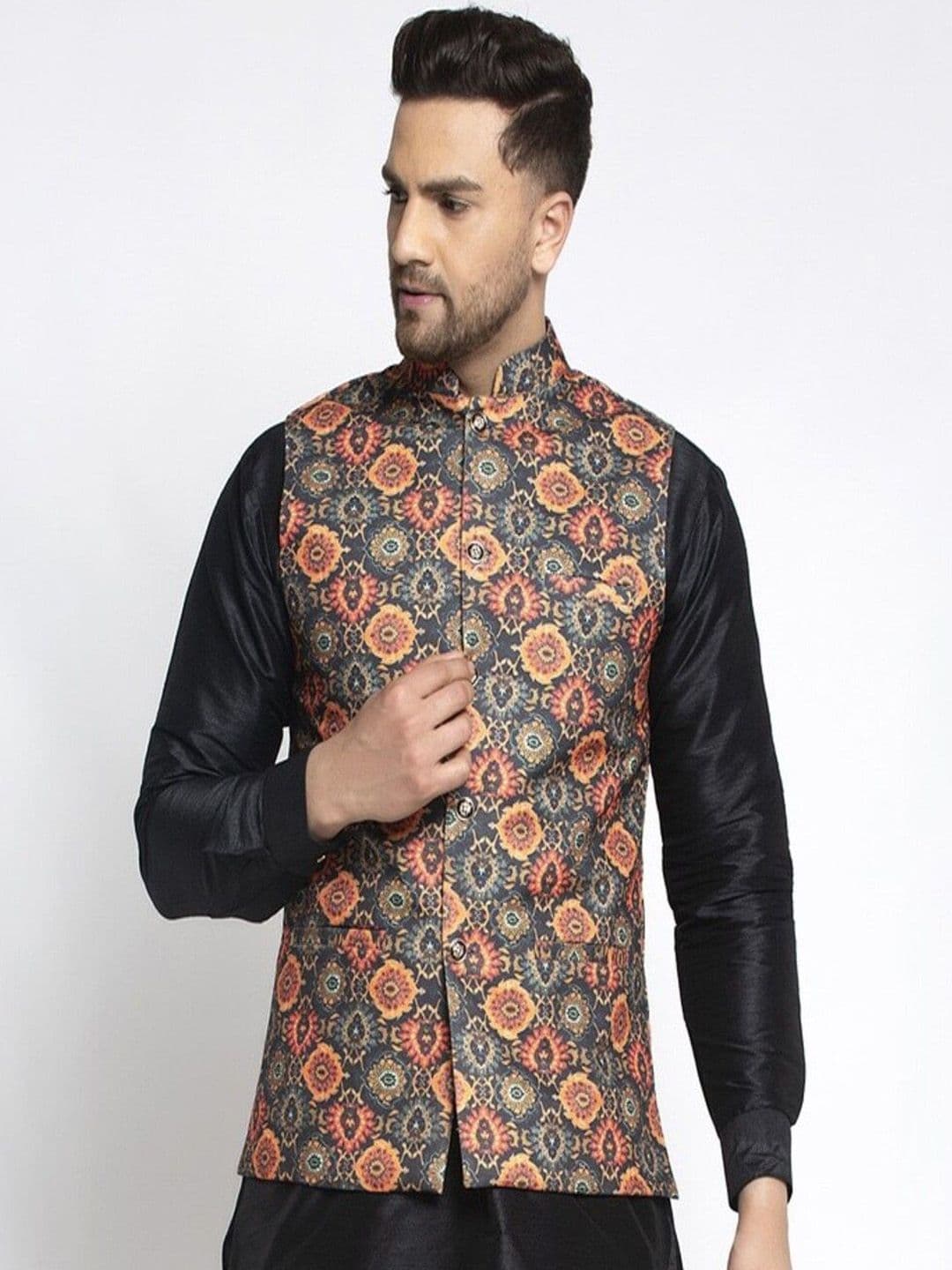 Kaifoo Men Woven Design Nehru Jacket - view 1