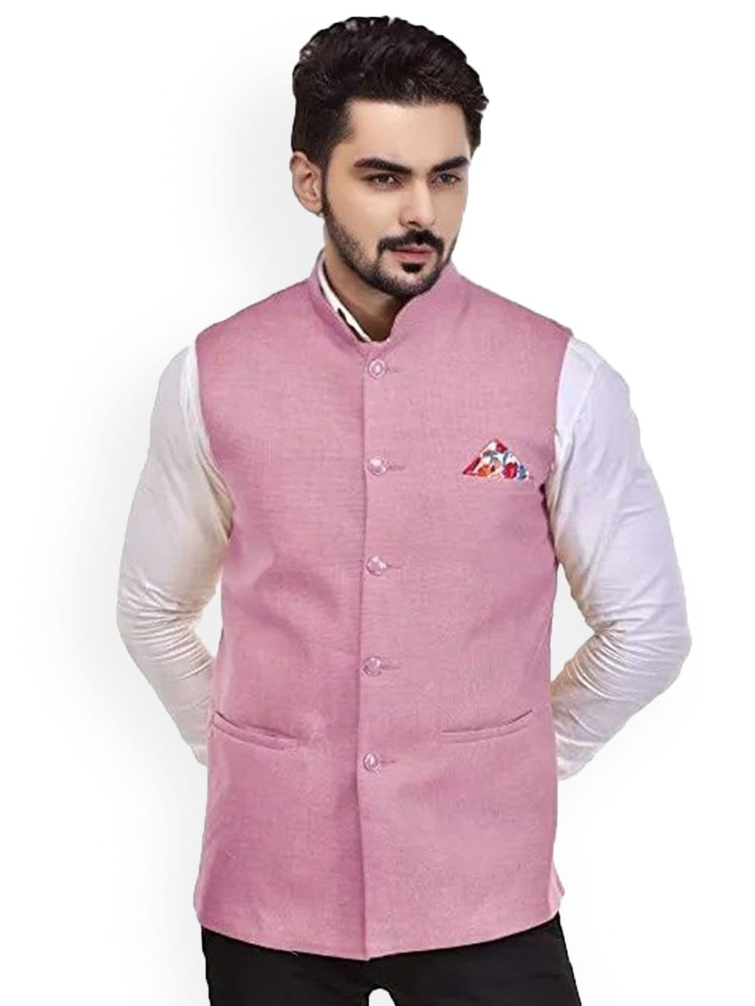 Eliq Jute Cotton Mandarin Collar Nehru Jacket - view 1