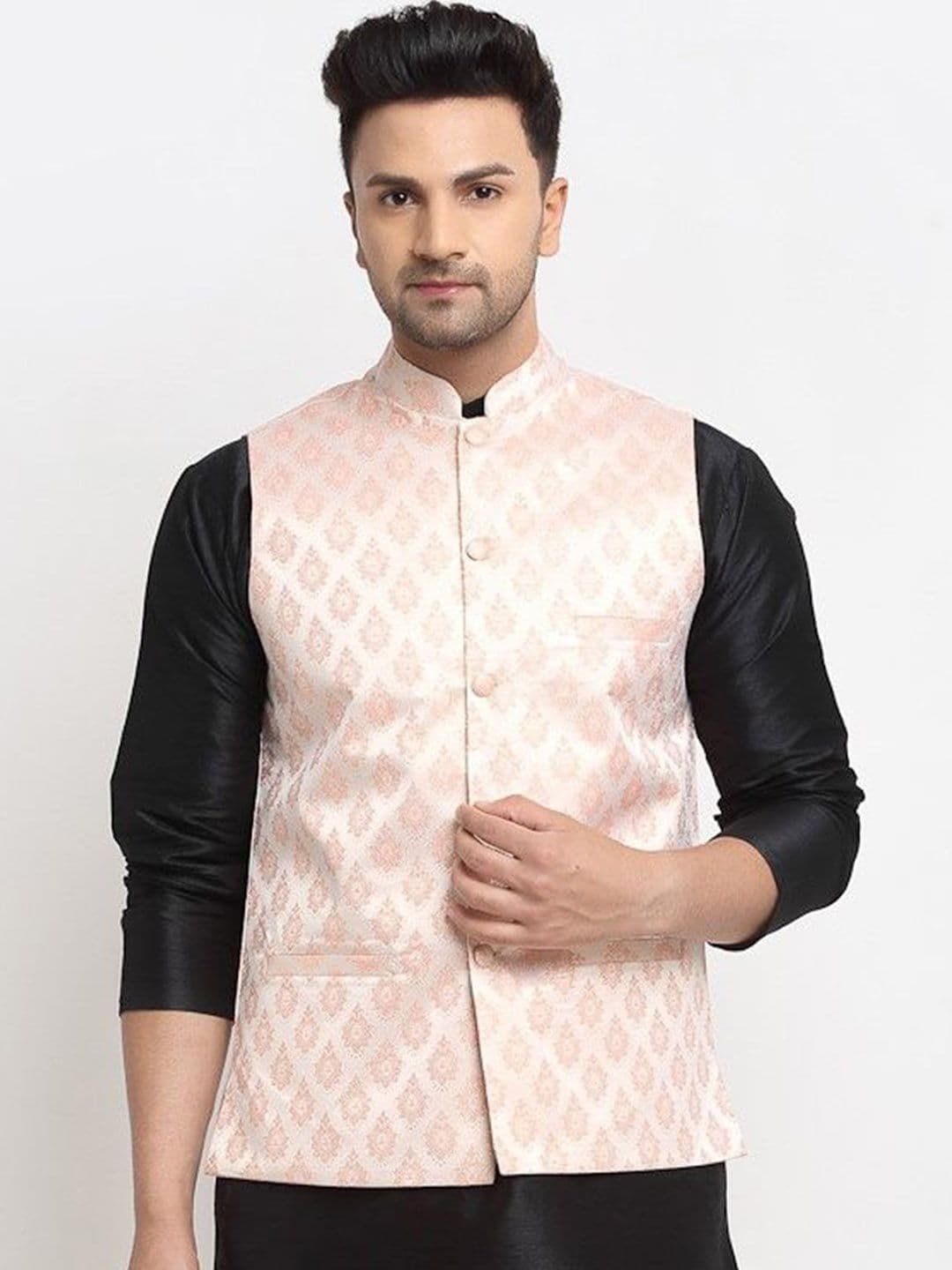 Kaifoo Men Woven Design Nehru Jacket - view 1
