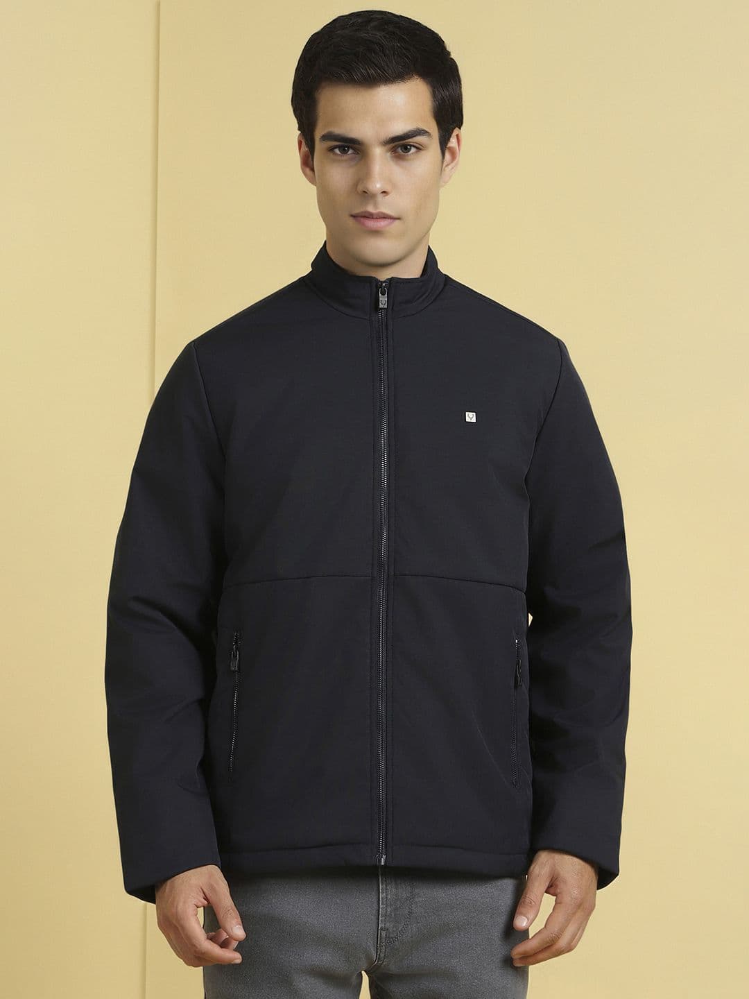 Allen Solly Men Stand Collar Solid Casual Bomber Jacket - view 1