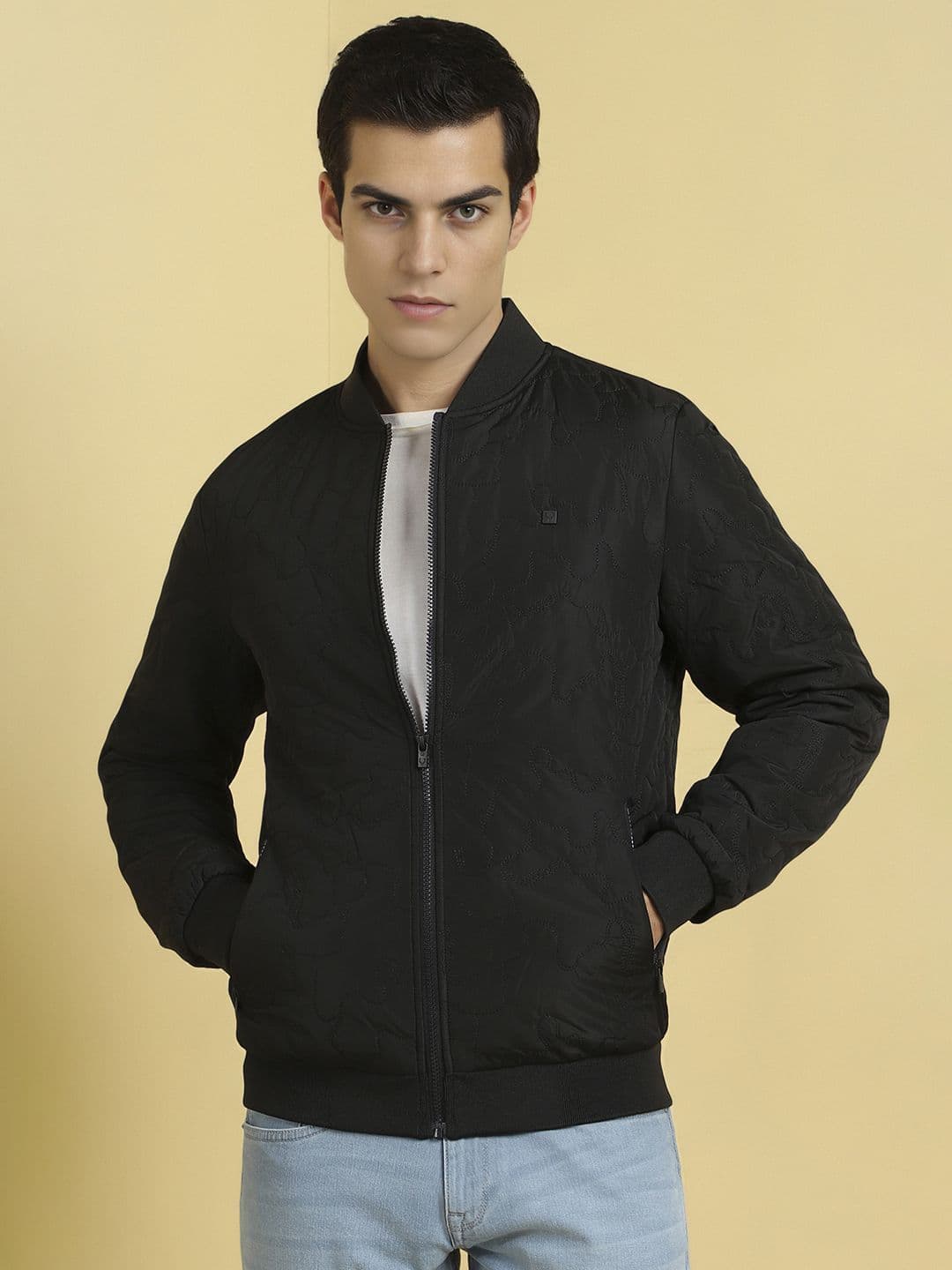 Allen Solly Men Stand Collar Solid Casual Bomber Jacket - view 1
