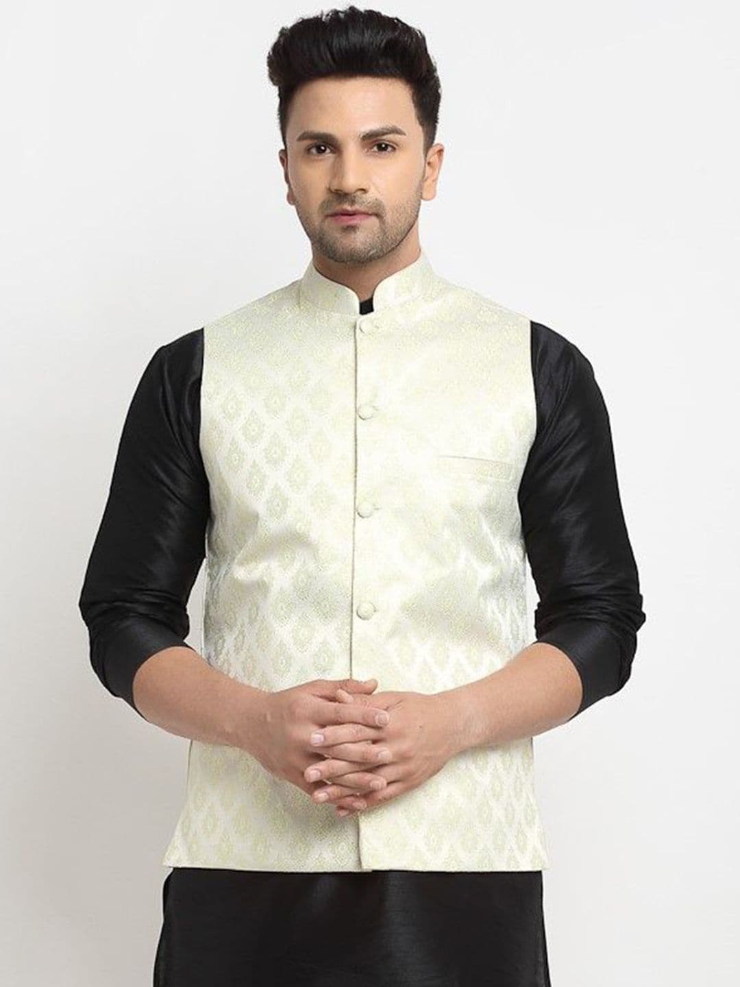 Kaifoo Men Woven Design Nehru Jacket - view 1