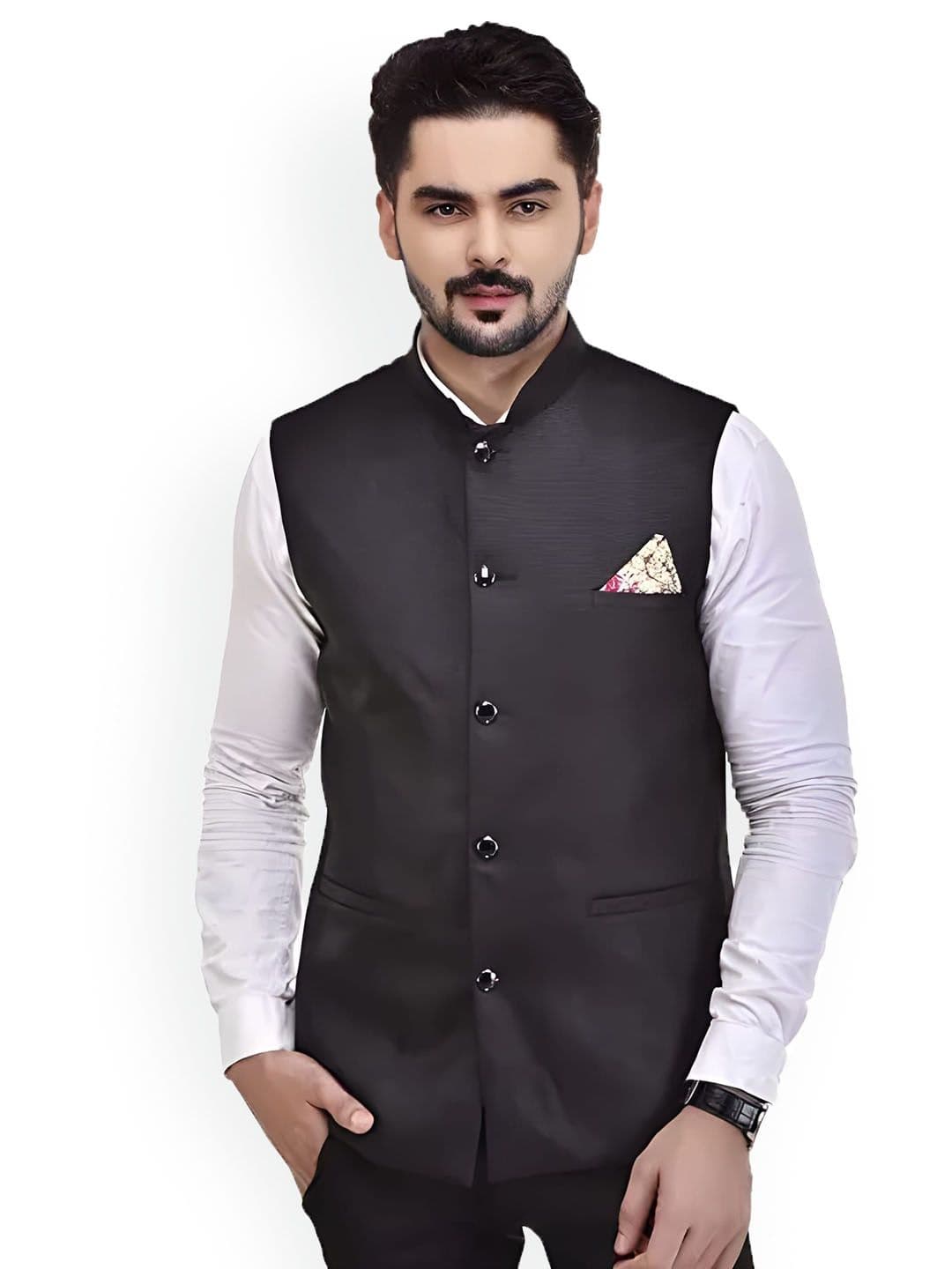 Eliq Mandarin Collar Nehru Jacket - view 1