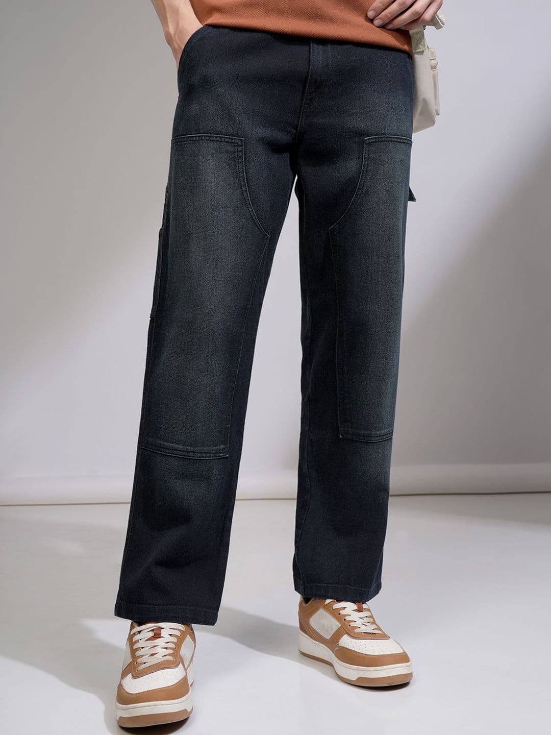 HIGHLANDER Men Navy Blue High Rise Loose Fit Full Length Carpender Jeans - view 1