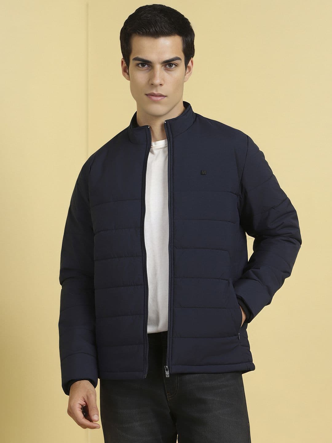 Allen Solly Men Stand Collar Solid Casual Puffer Jacket - view 1