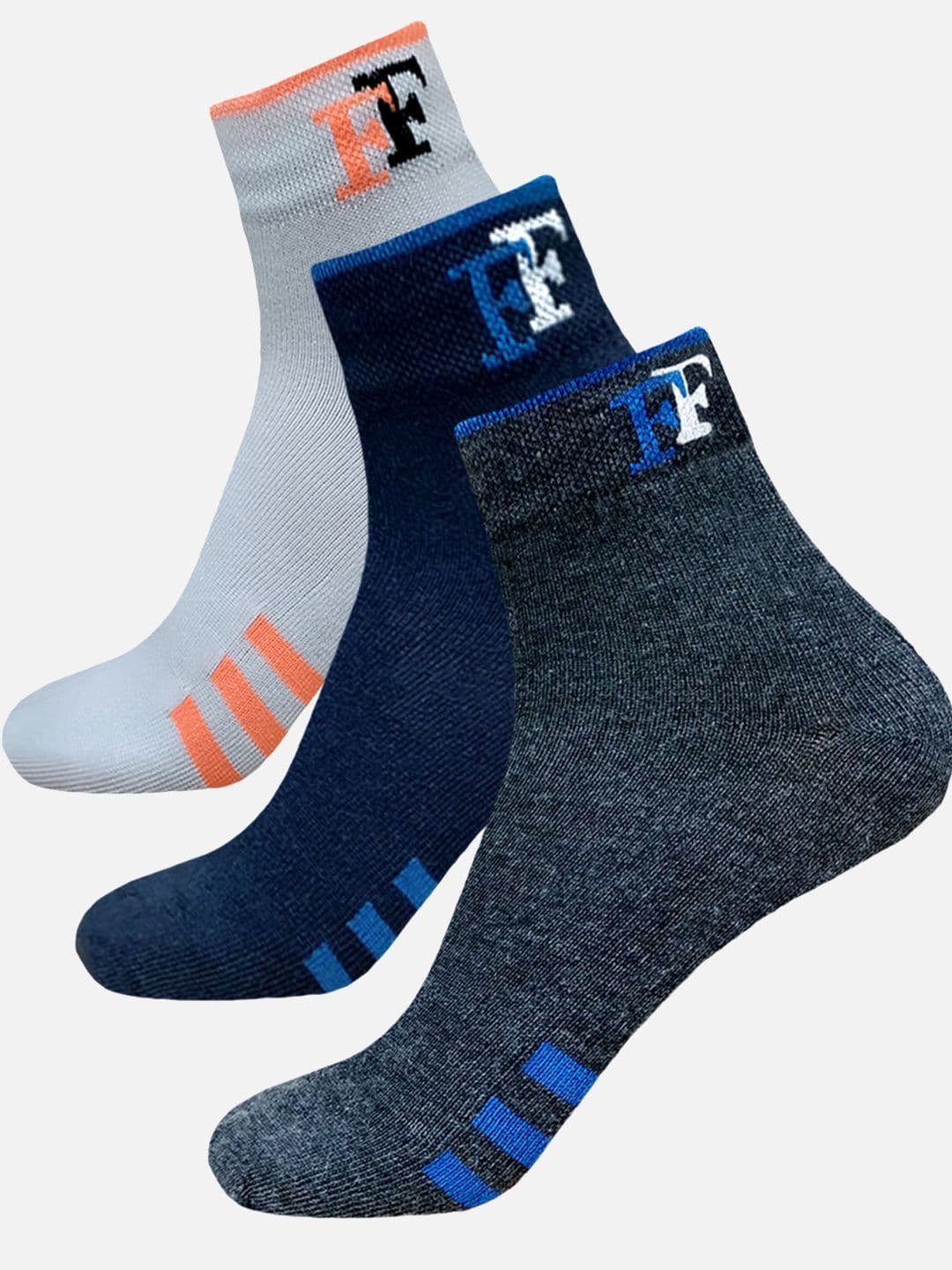 StyFun Men Pack Of 3 Striped Cotton Crew Length Ankle Running Socks - view 1