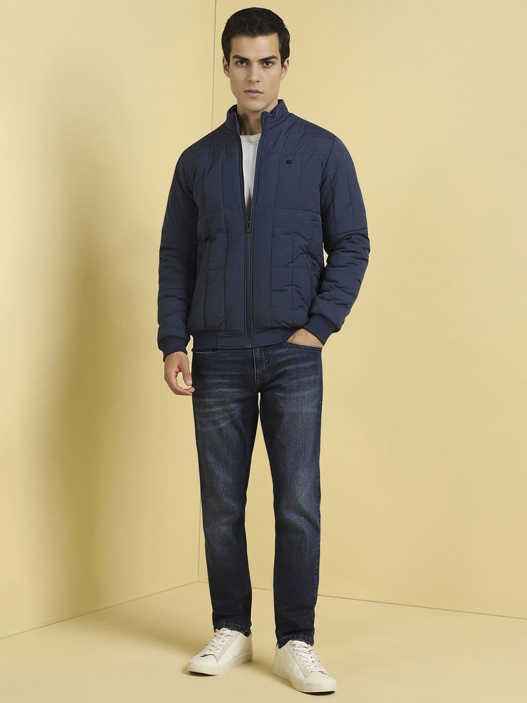 Allen Solly Men Stand Collar Striped Casual Padded Jacket - view 1