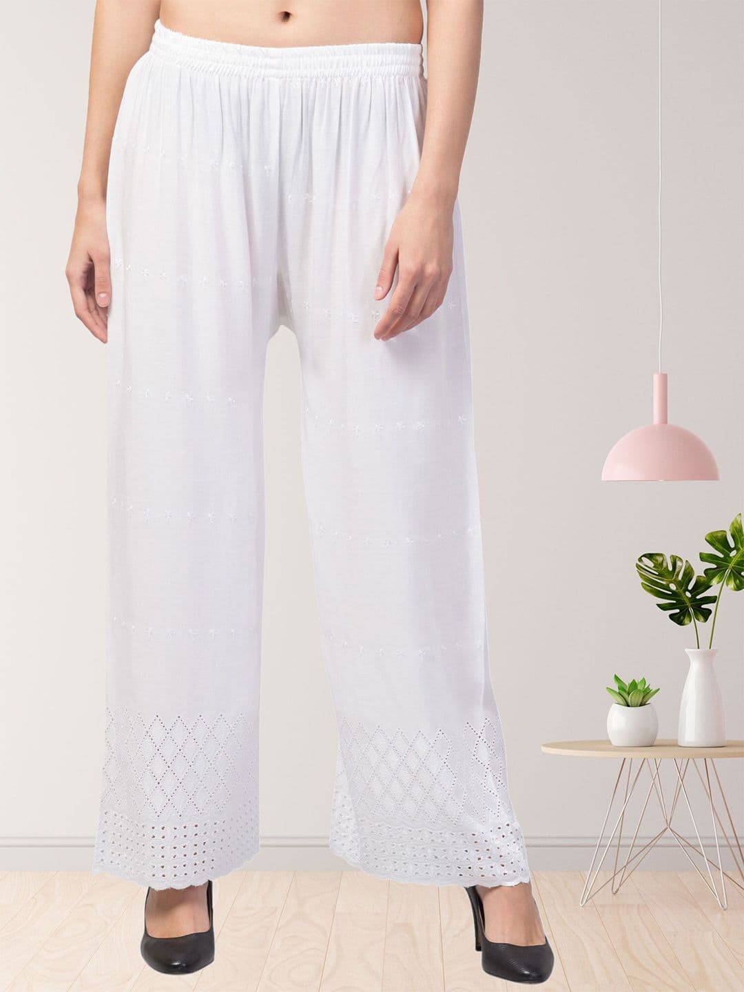 FAMBEE Women Hem Design Flared Knitted Palazzos - view 1