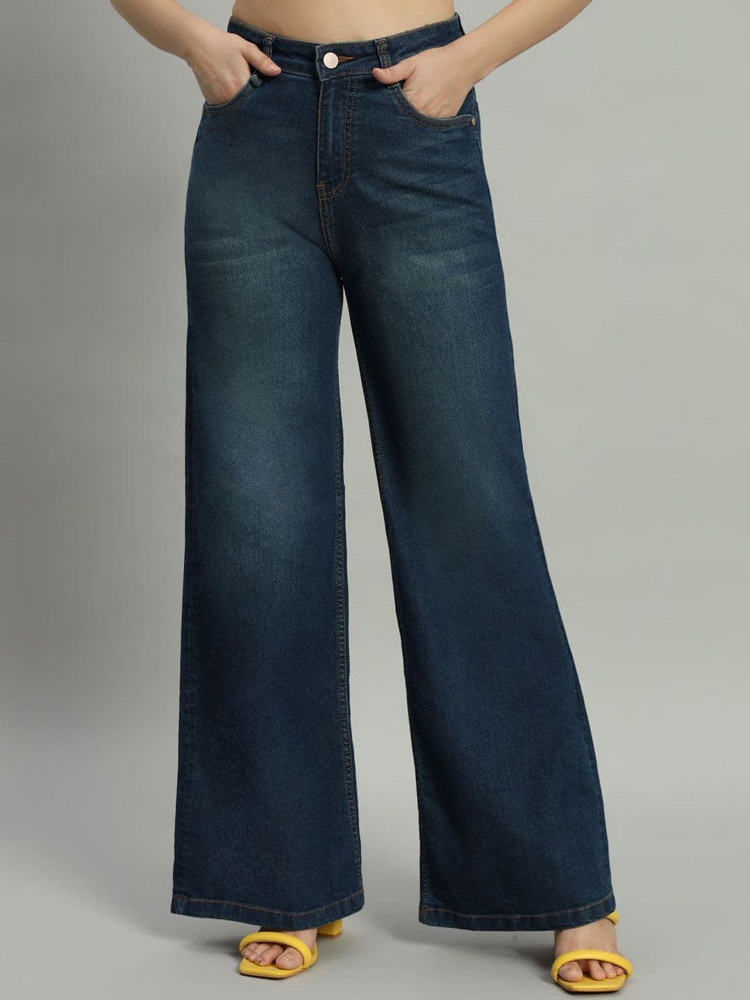 Mast & Harbour Women Wide Leg High-Rise Light Fade Stretchable Jeans - view 1