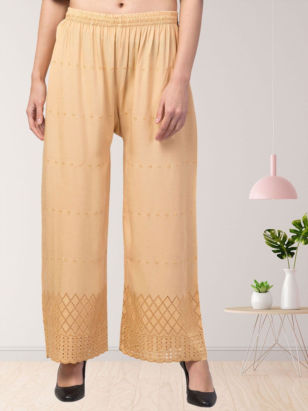 FAMBEE Women Printed Flared Knitted Palazzos - view 1