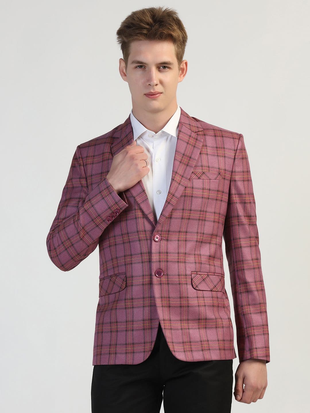 TAHVO Checked Notched Lapel Single Breasted Blazer - view 1
