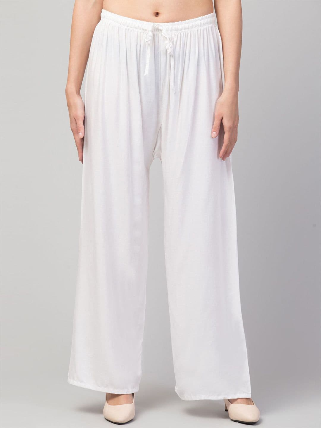 FAMBEE Women Cotton Flared Knitted Palazzos - view 1