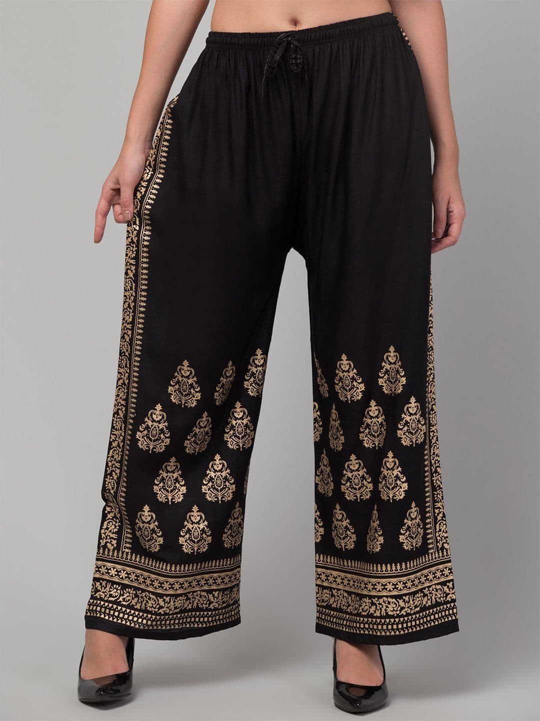 FAMBEE Women Floral Embroidered Flared Knitted Palazzos - view 1