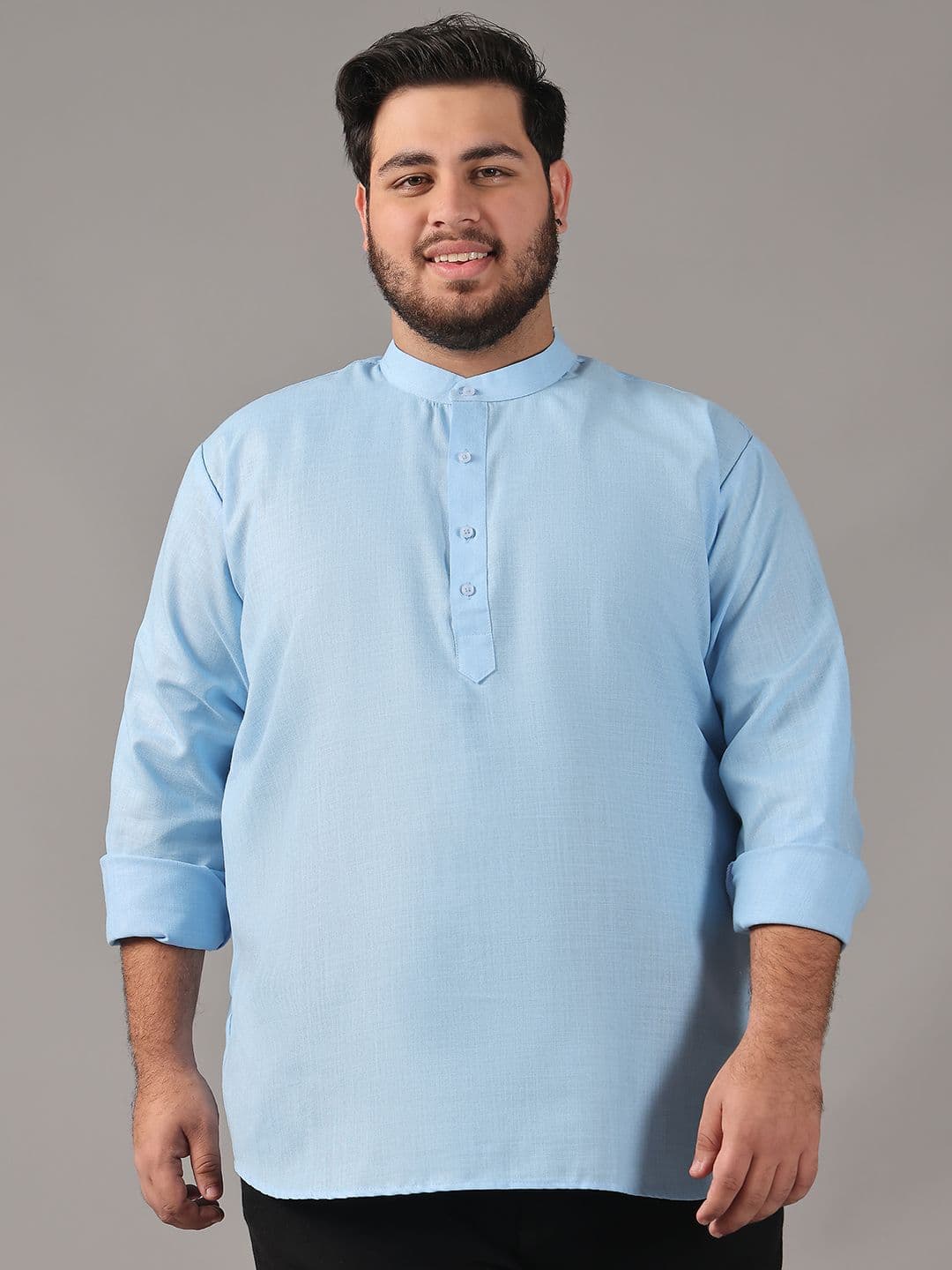 SOJANYA PLUS Size Band Collar Cotton Straight Kurta - view 1