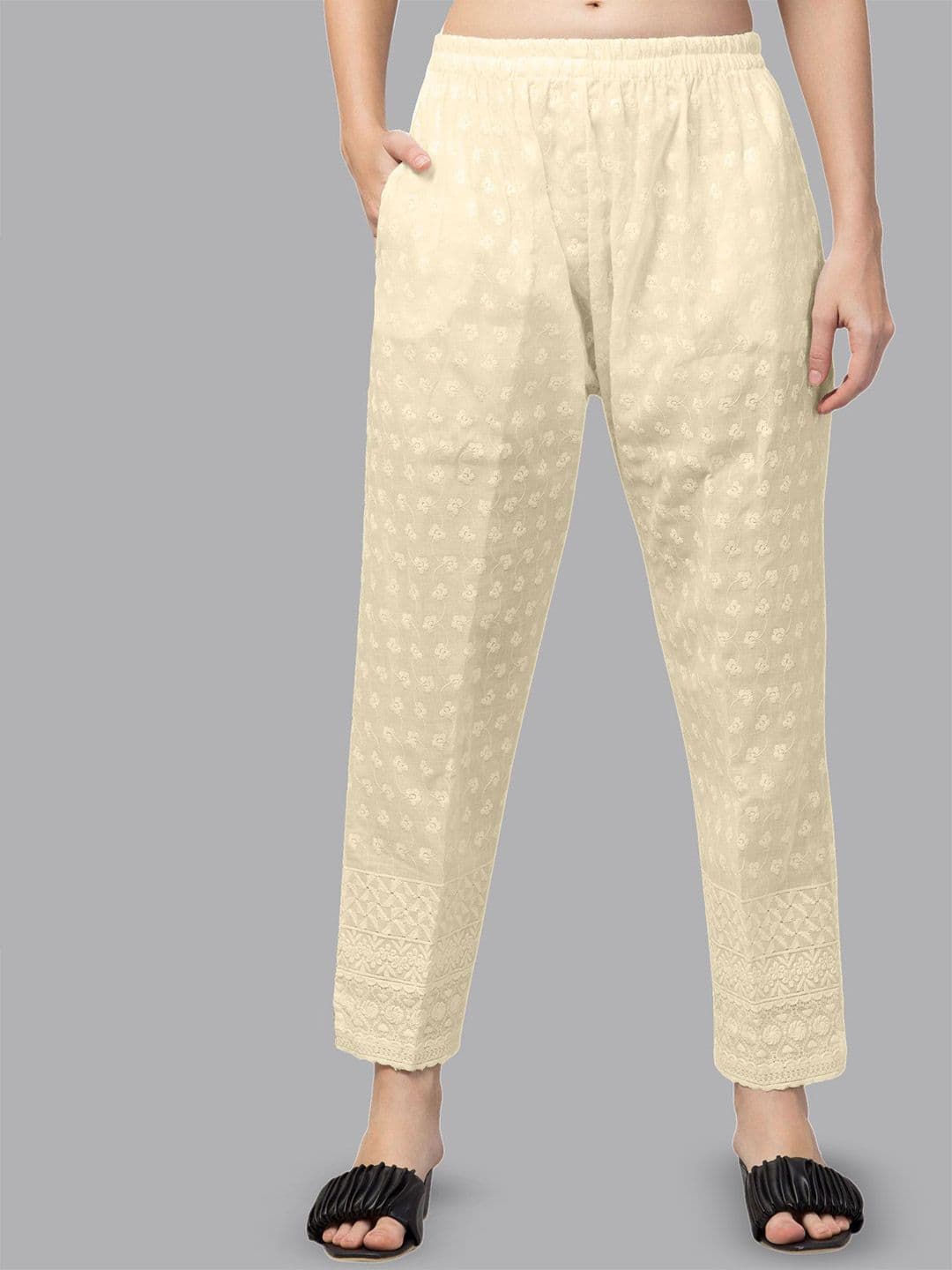 FAMBEE Women Floral Embroidered Trousers - view 1