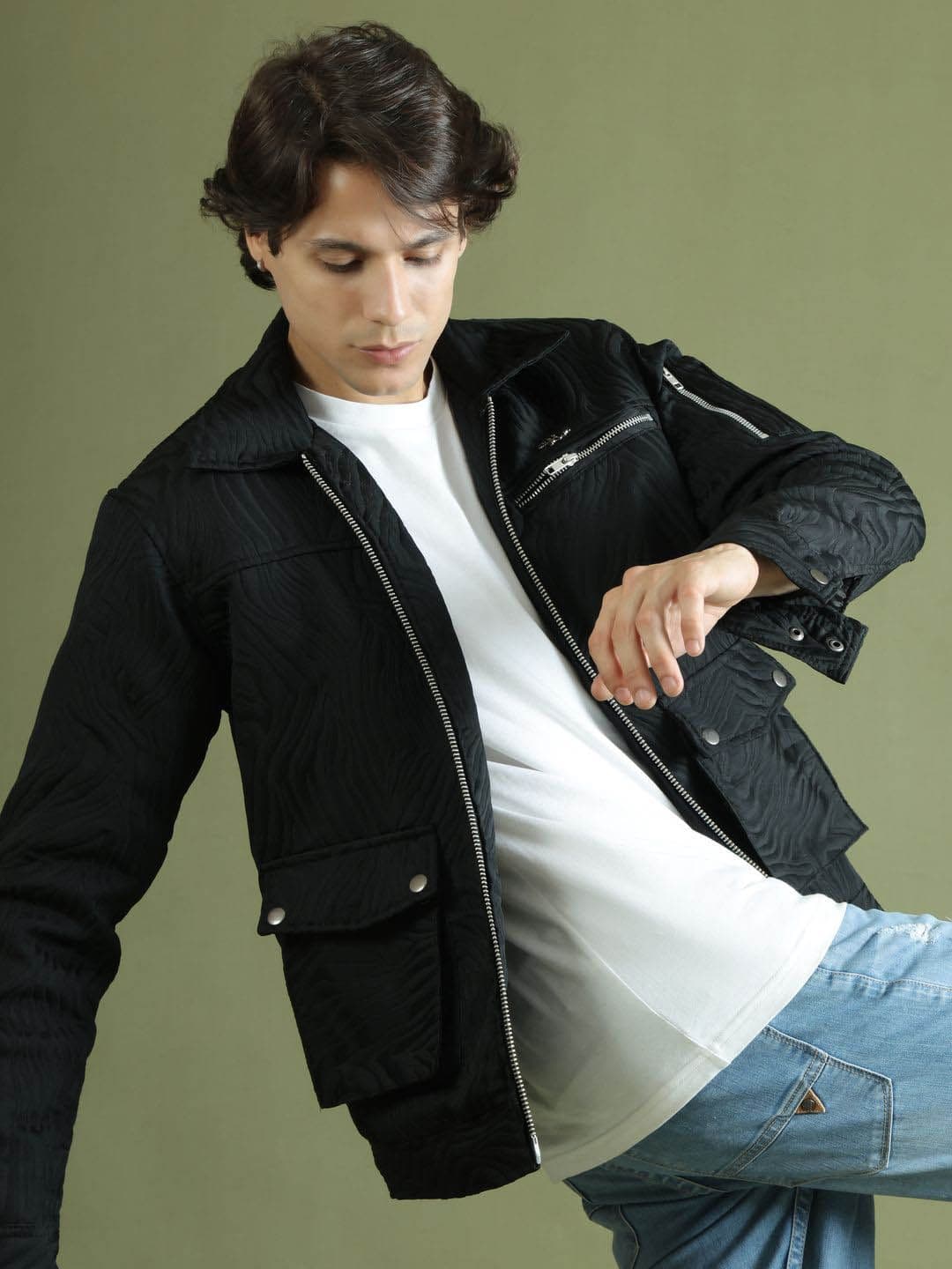 TAG 7 Men Spread Collar Solid Casual Lightweight Bomber Jacket - view 1