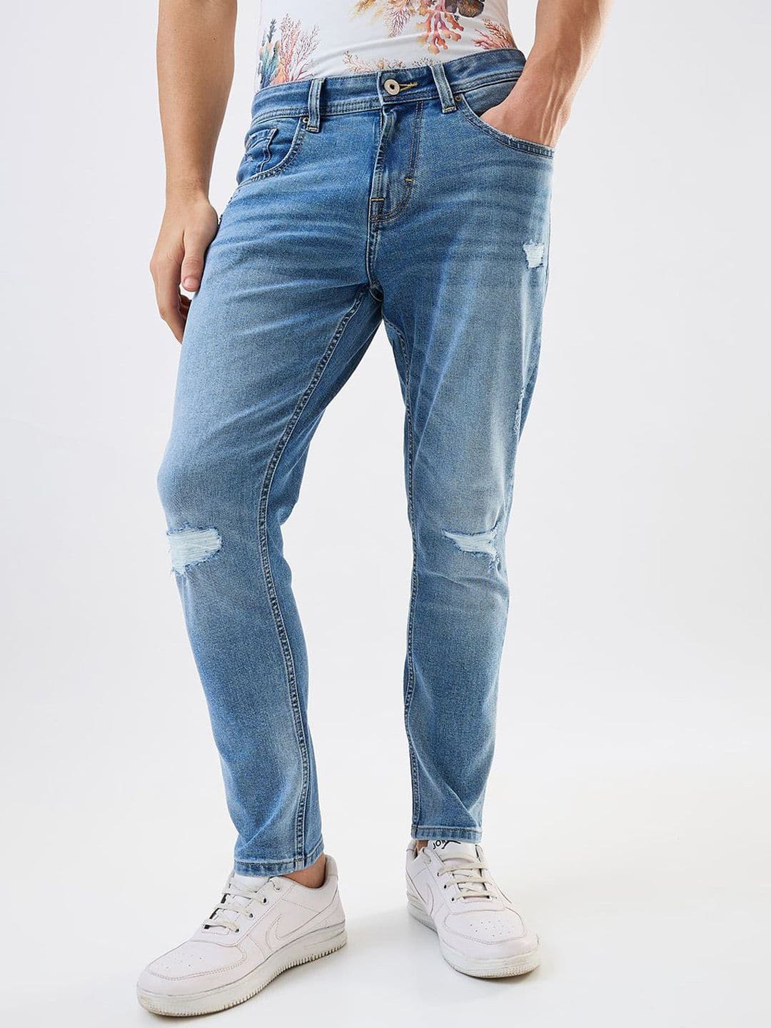 SPYKAR Men Cotton Slim Fit Mildly Distressed Mid-Rise Jeans - view 1