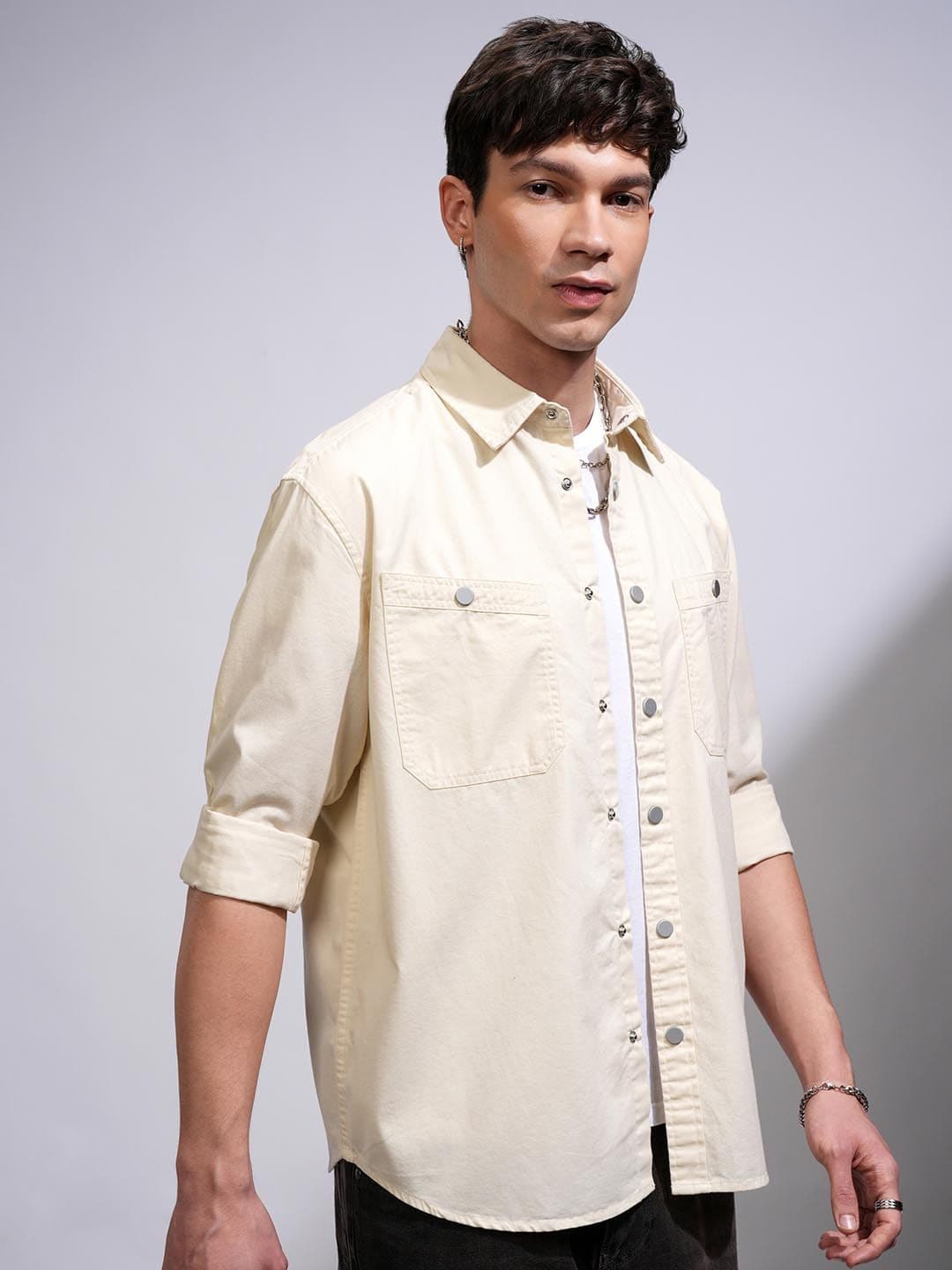 HIGHLANDER Men Solid Utility Pocket Oversized Overshirt - view 1