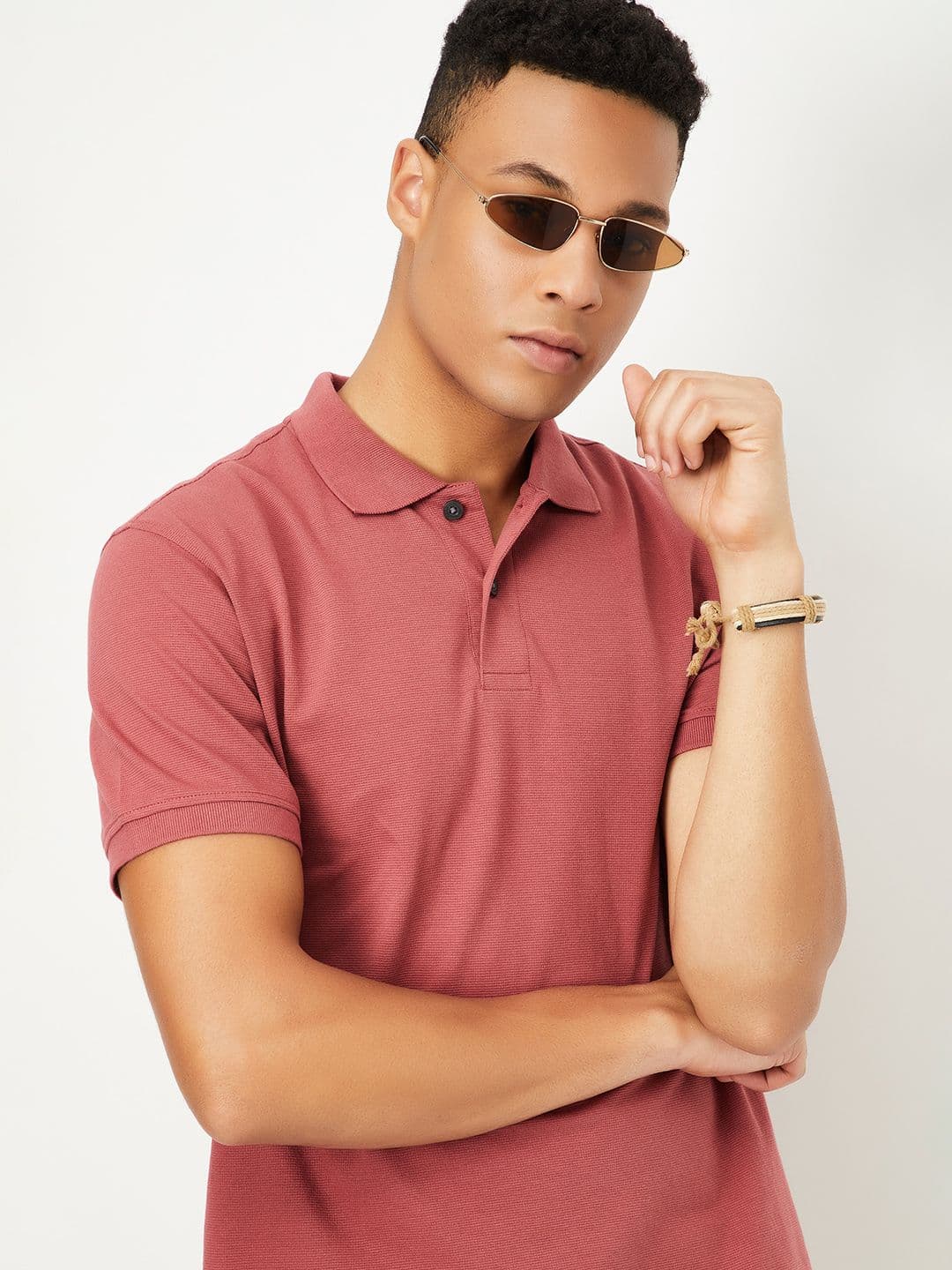 max Men Solid Polo Collar Cotton T-shirt - view 1