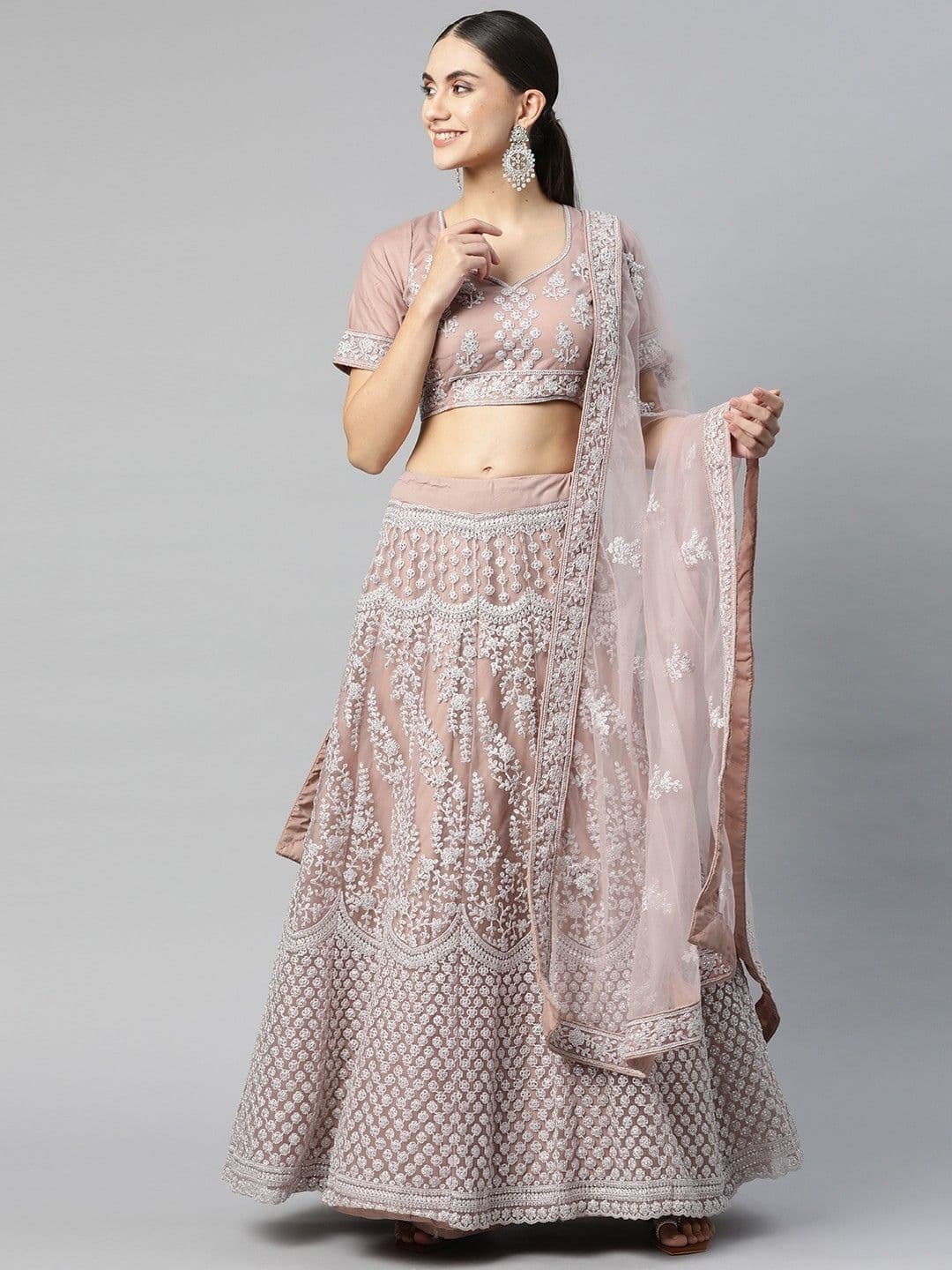 Fusionic Embellished Sequinned Semi-Stitched Lehenga & Blouse With Dupatta - view 1