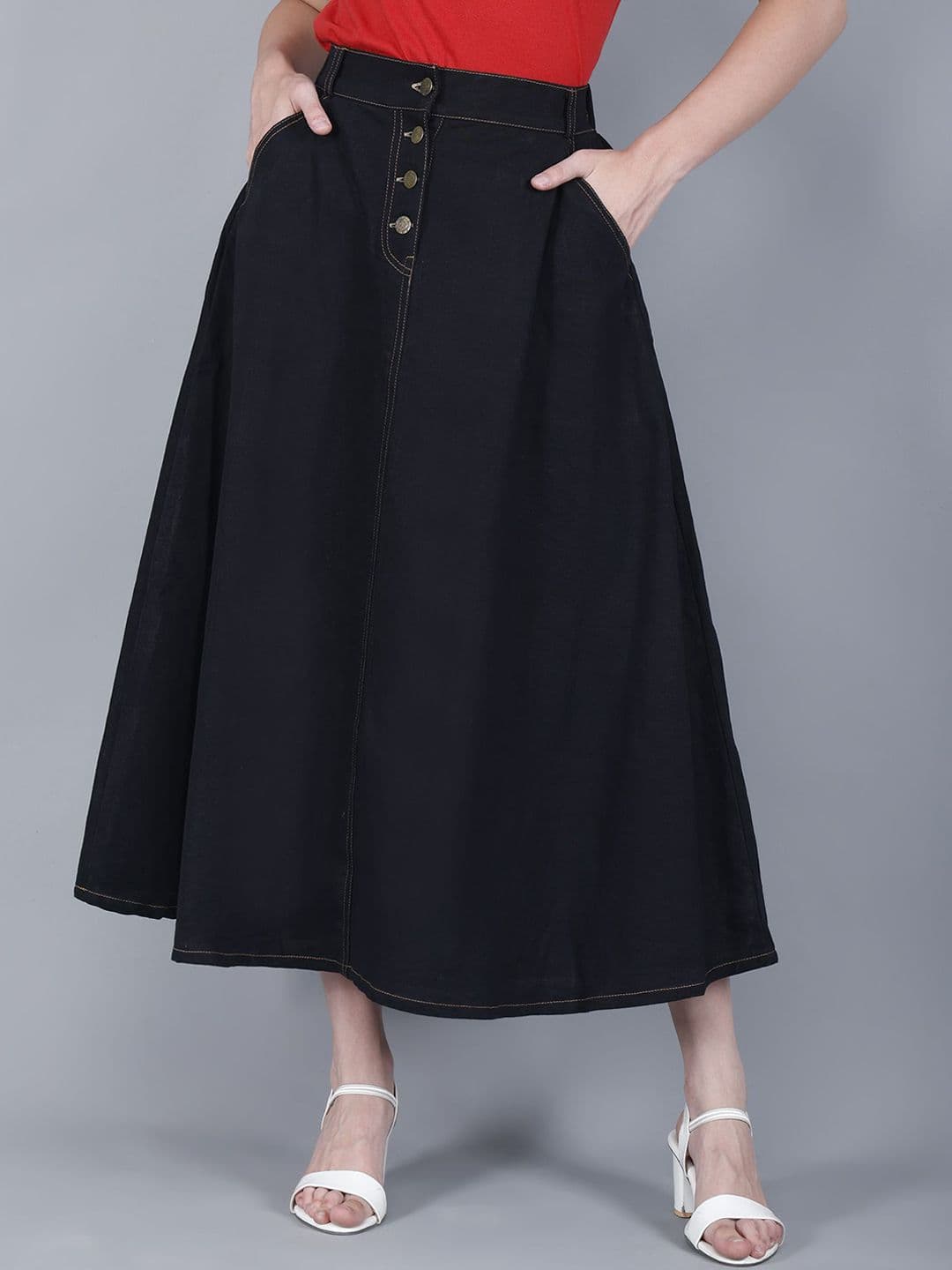 Codaisy Women Denim A-Line Midi Skirt - view 1