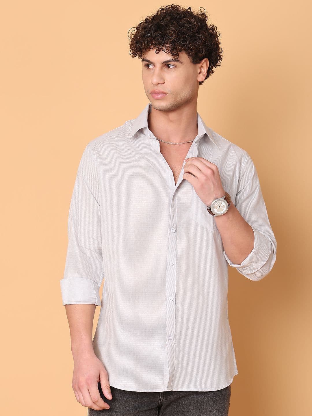 Tanip Men Spread Collar Textured Cotton Casual Shirt - view 1