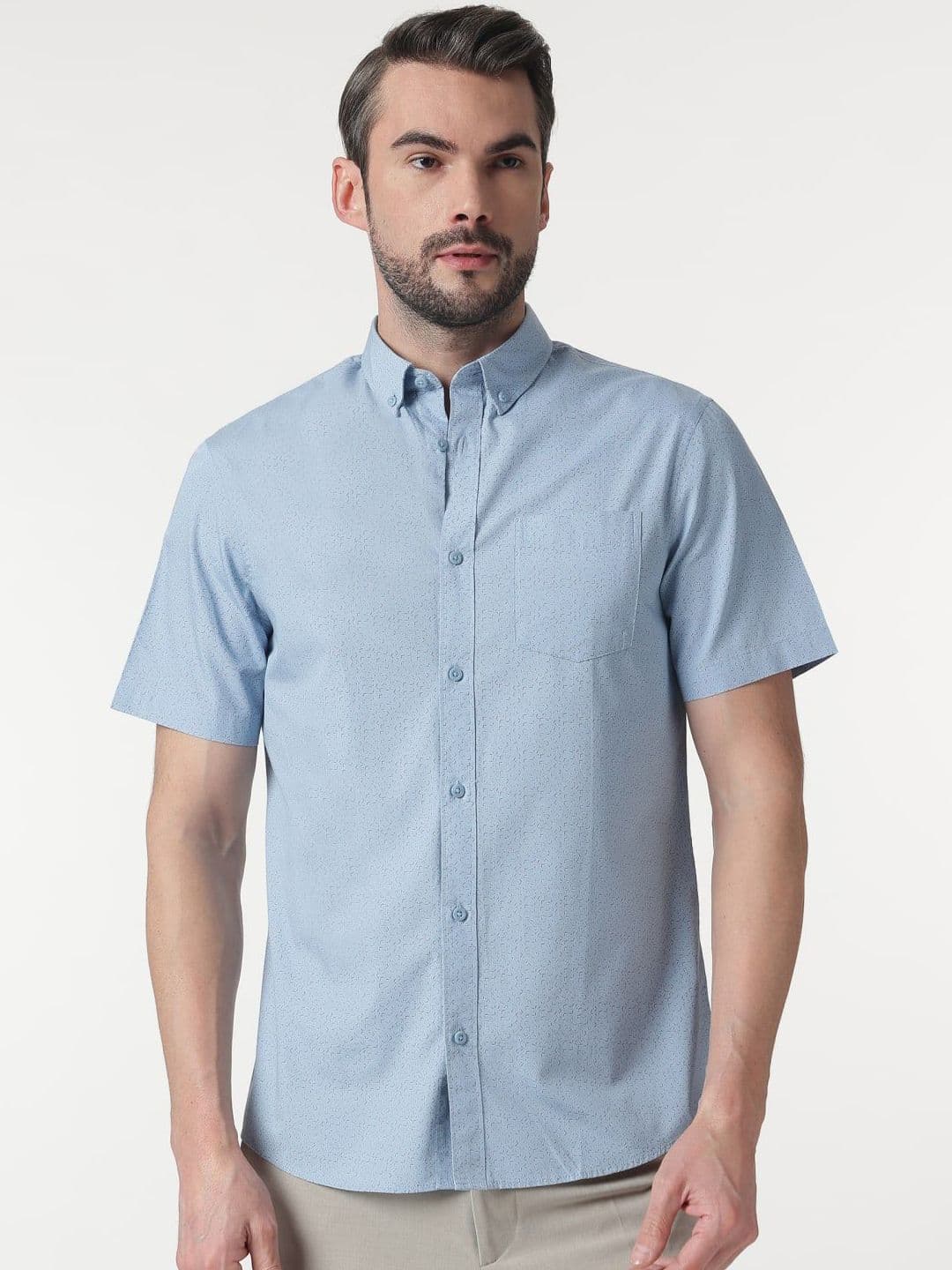 Marks & Spencer Men Button-Down Collar Abstract Printed Cotton Casual Shirt
