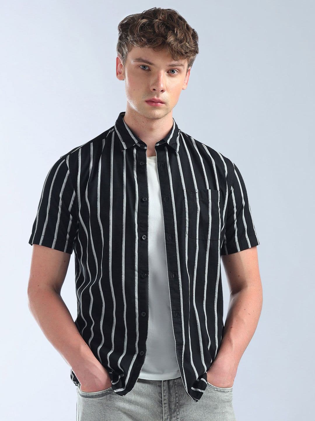Flying Machine Vertical Striped Slim Fit Shirt - view 1