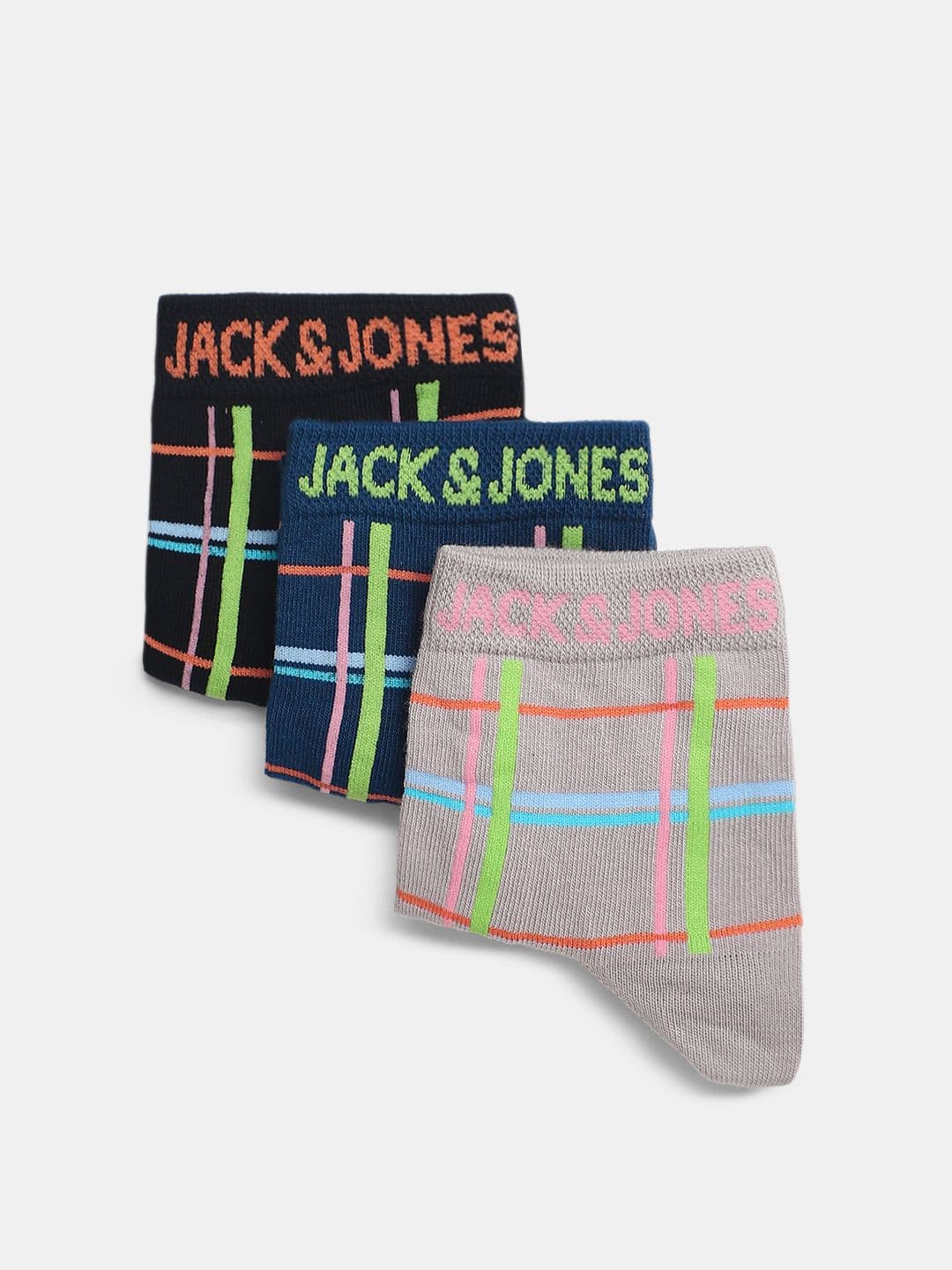Jack & Jones Men Pack Of 3 Checked Calf length Socks - view 1